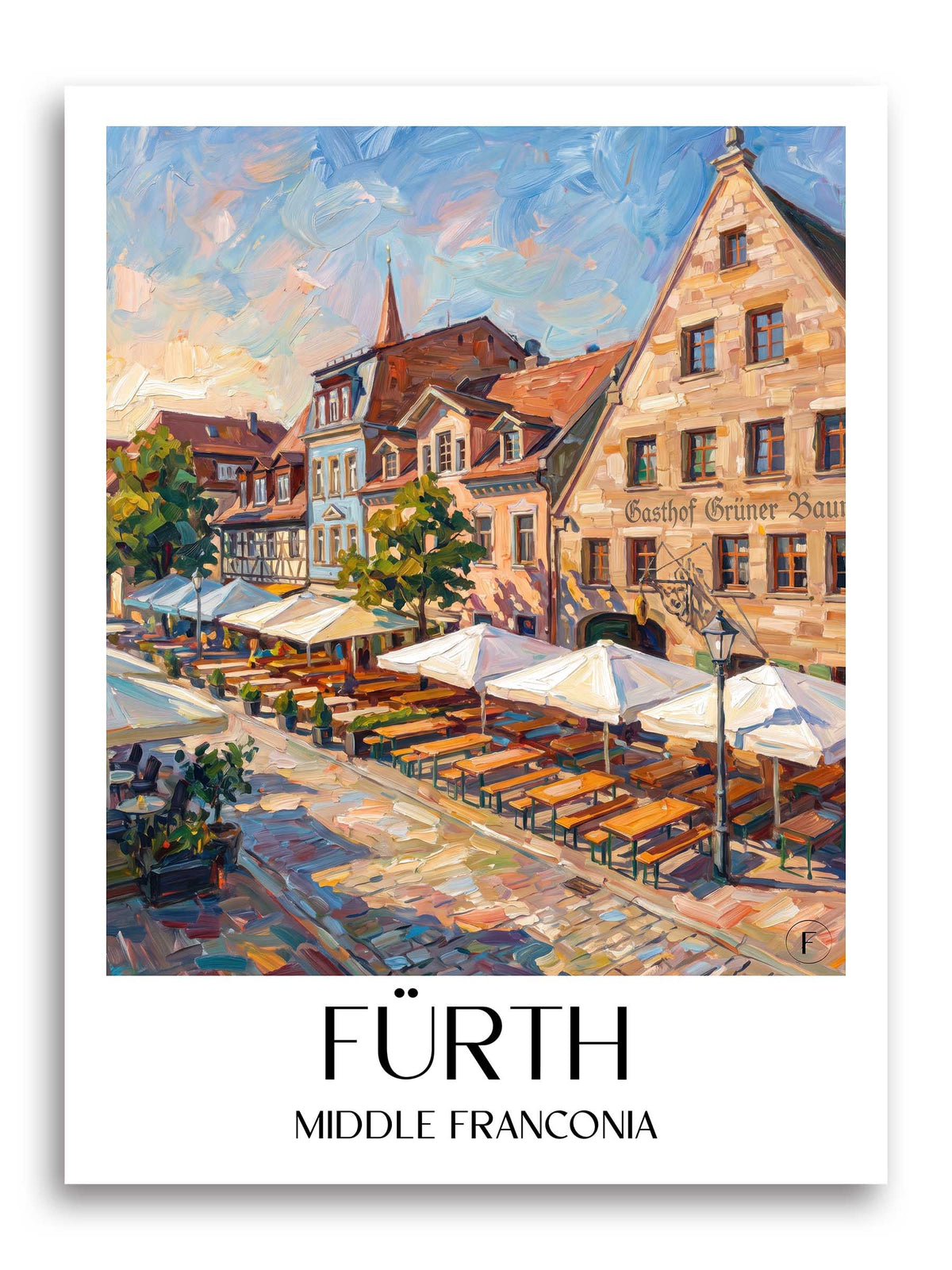 Fürth Poster - Mittelfranken - Deutschland Kunstdruck - Ölgemälde von A4 bis A1 - favplace