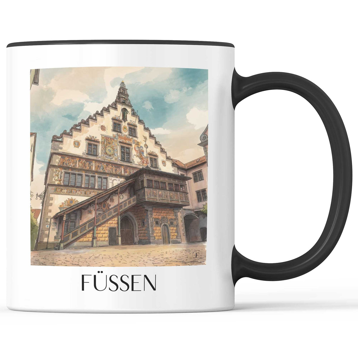 füssen-allgäu-deutschland-kaffeebecher-aquarell
