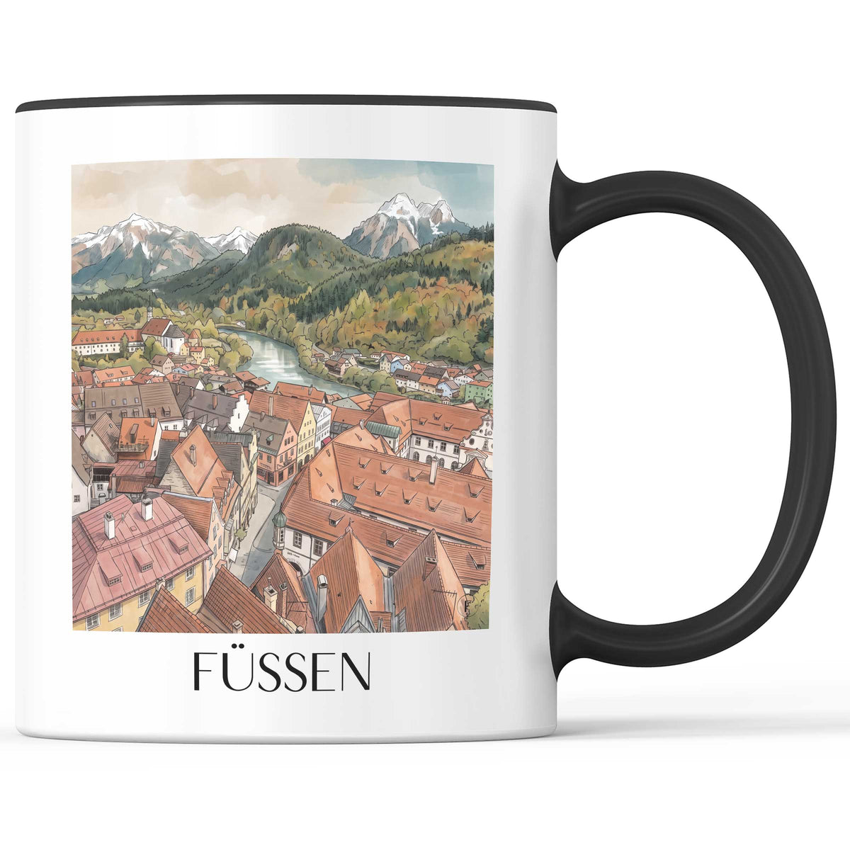 füssen-ostallgäu-deutschland-kaffeebecher-aquarell