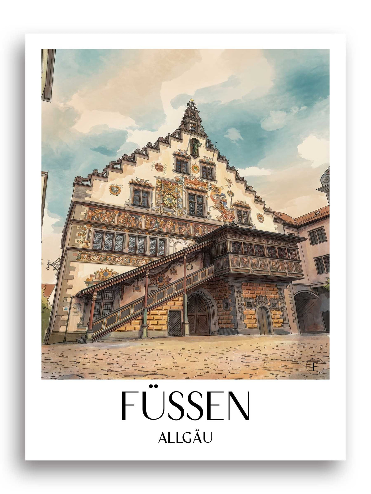 füssen-allgäu-deutschland-poster-aquarell