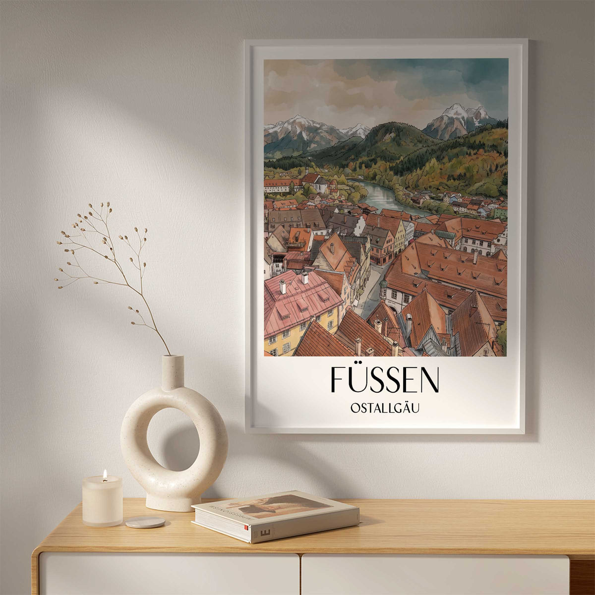 füssen-ostallgäu-deutschland-poster-aquarell