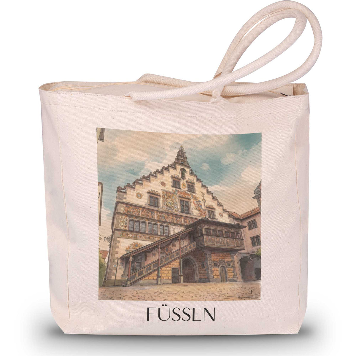 füssen-allgäu-deutschland-einkaufstasche-aquarell