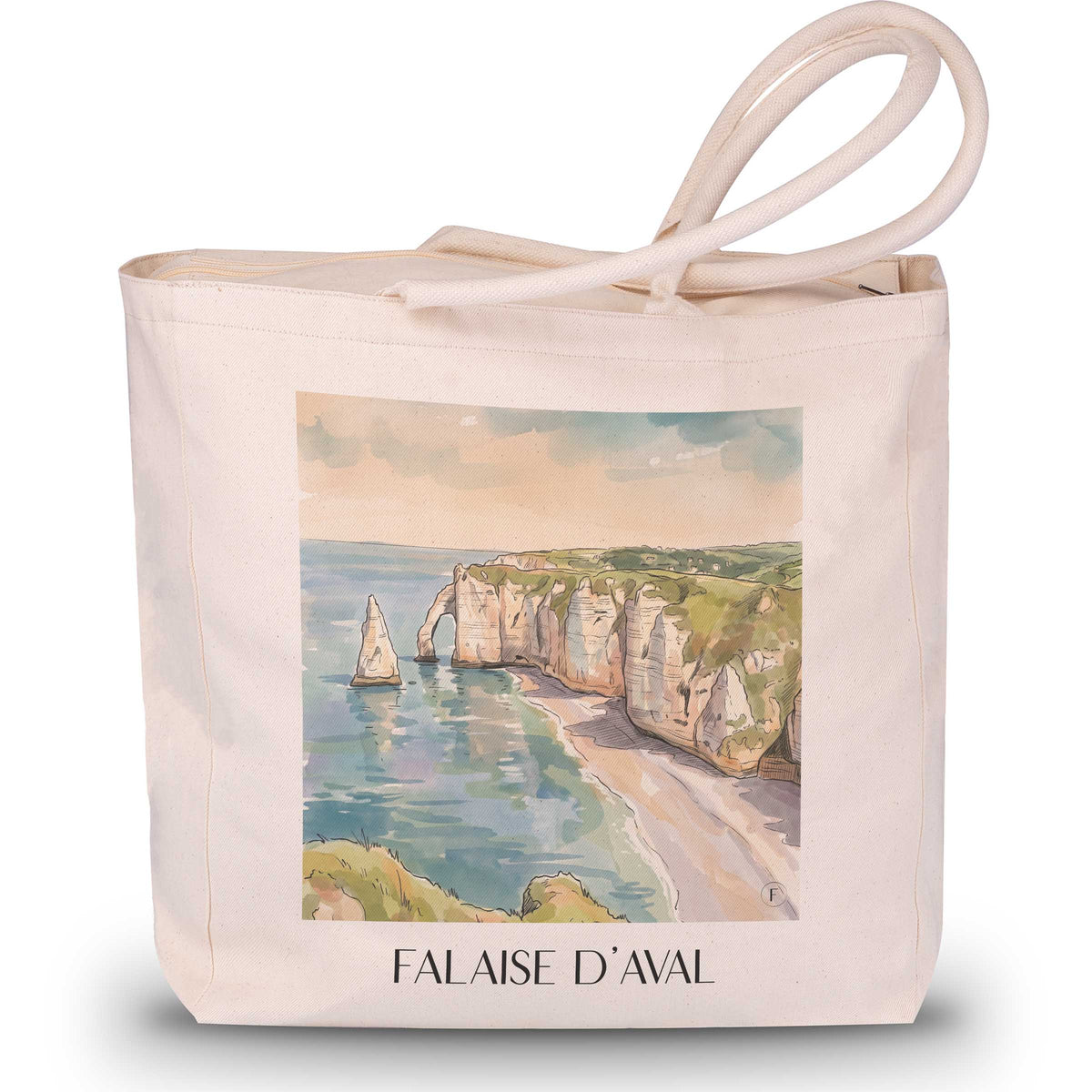 falaise-d'aval-étretat-frankreich-einkaufstasche-aquarell