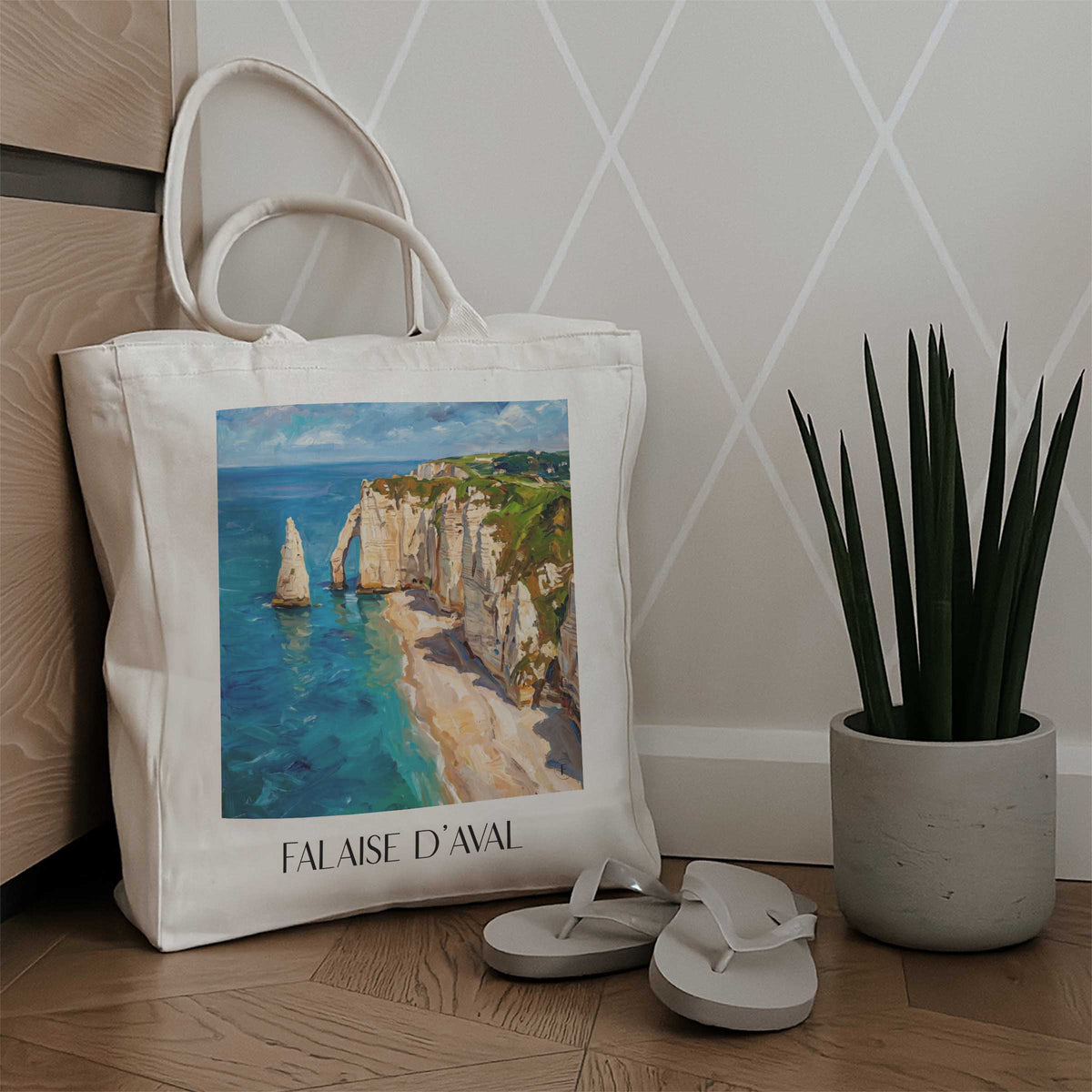 falaise-d'aval-étretat-frankreich-einkaufstasche-oil-painting-oelgemaelde