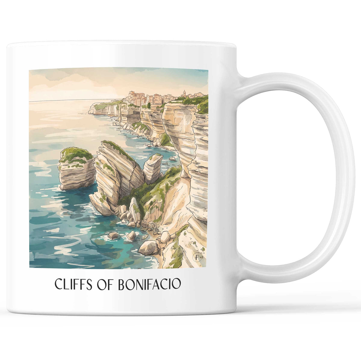 Falaises de Bonifacio Kaffeebecher - Korsika - Frankreich Becher - Kaffeetasse im Aquarell Stil