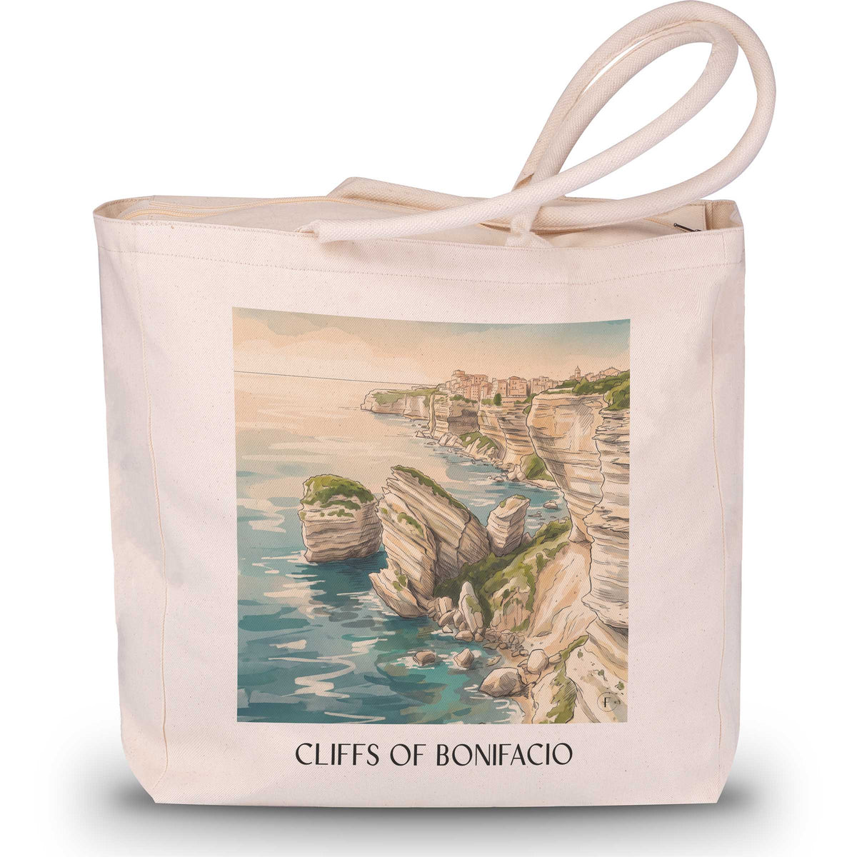 Falaises de Bonifacio Shopping Tasche - Korsika - Frankreich Tote Bag - Einkaufstasche im Aquarell Stil - favplace
