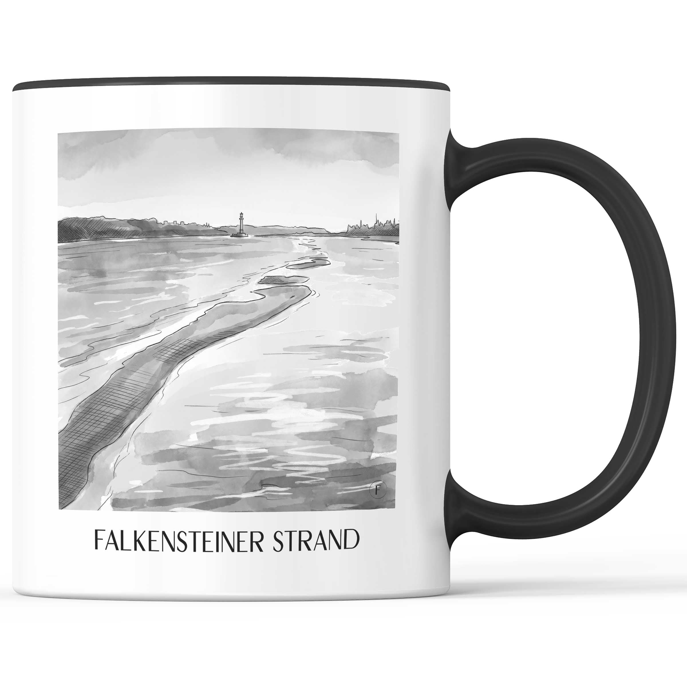 falkensteiner-strand-kiel-deutschland-kaffeebecher-aquarell-schwarz-weiss
