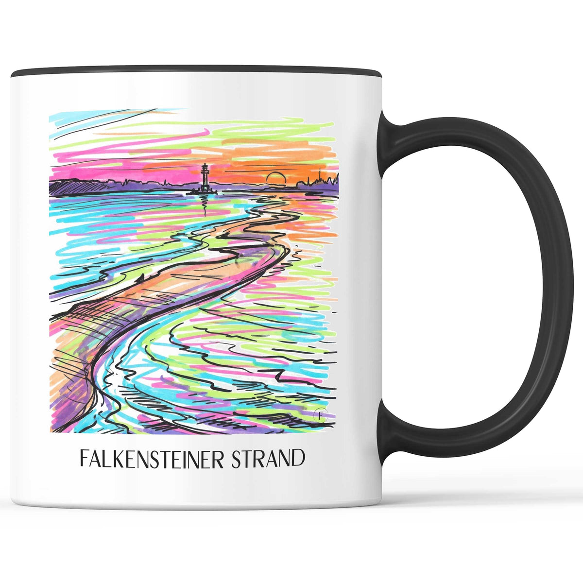 Falkensteiner Strand Kaffeebecher - Kiel - Deutschland Becher - Kaffeetasse im Tag Graffiti Stil - favplace