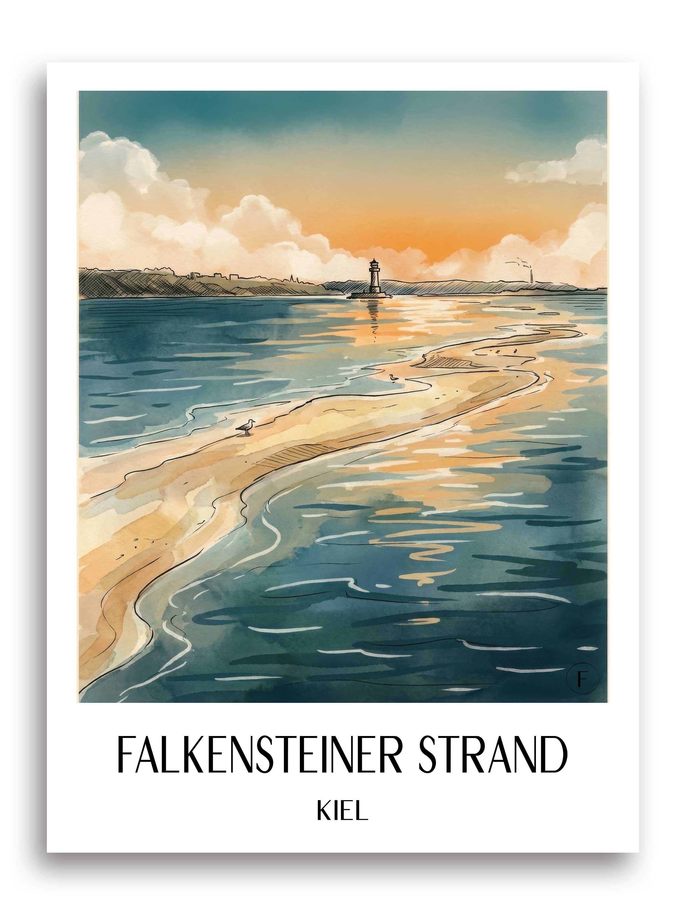falkensteiner-strand-kiel-deutschland-poster-aquarell