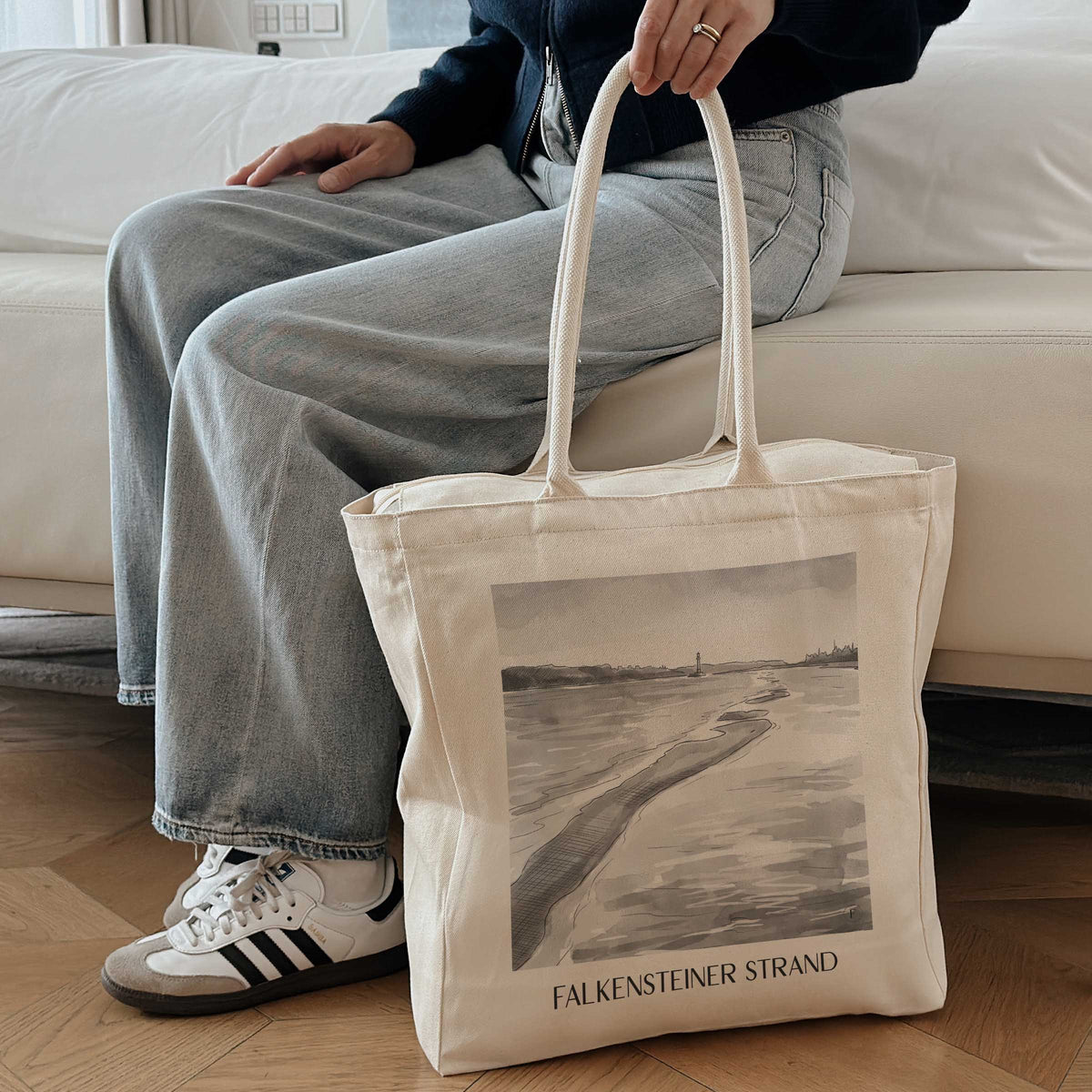 falkensteiner-strand-kiel-deutschland-einkaufstasche-aquarell-schwarz-weiss