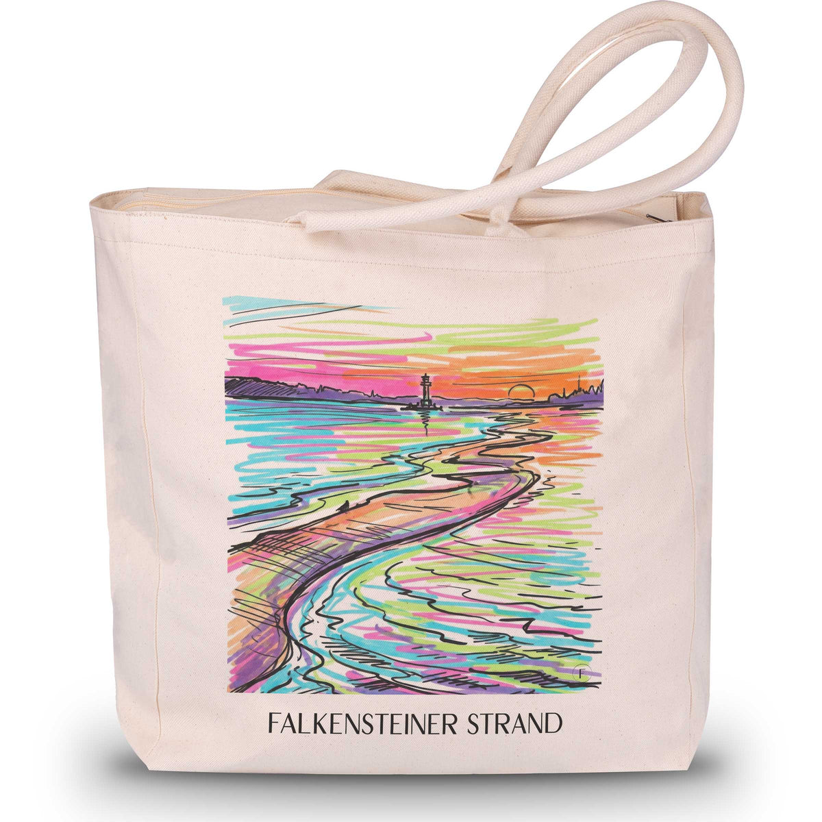 Falkensteiner Strand Shopping Tasche - Kiel - Deutschland Tote Bag - Einkaufstasche im Tag Graffiti Stil - favplace