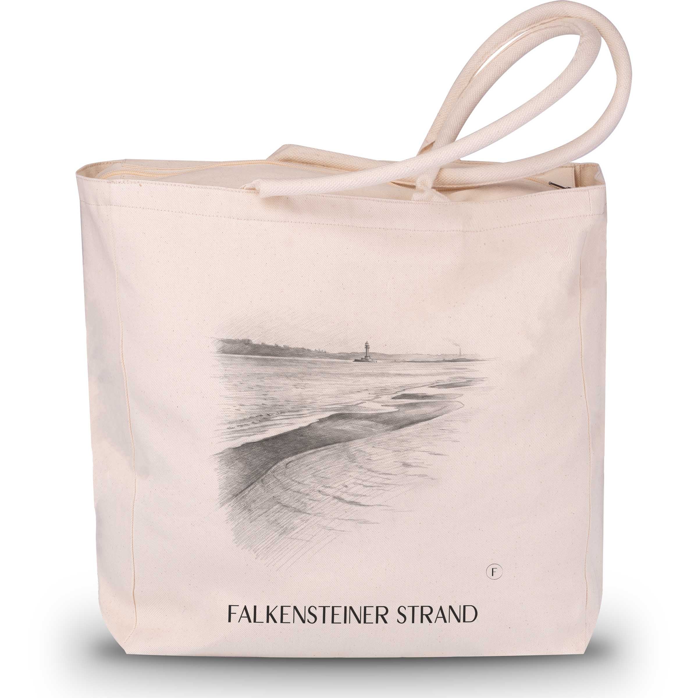 Falkensteiner Strand Shopping Tasche - Kiel - Deutschland Tote Bag - Einkaufstasche im Zeichnung Stil