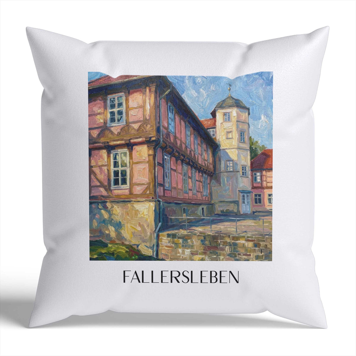 Fallersleben Kissenhülle - Zierkissen Bezug - Wolfsburg - Deutschland Kissen bzw. Kissenbezug im Ölgemälde Stil - favplace