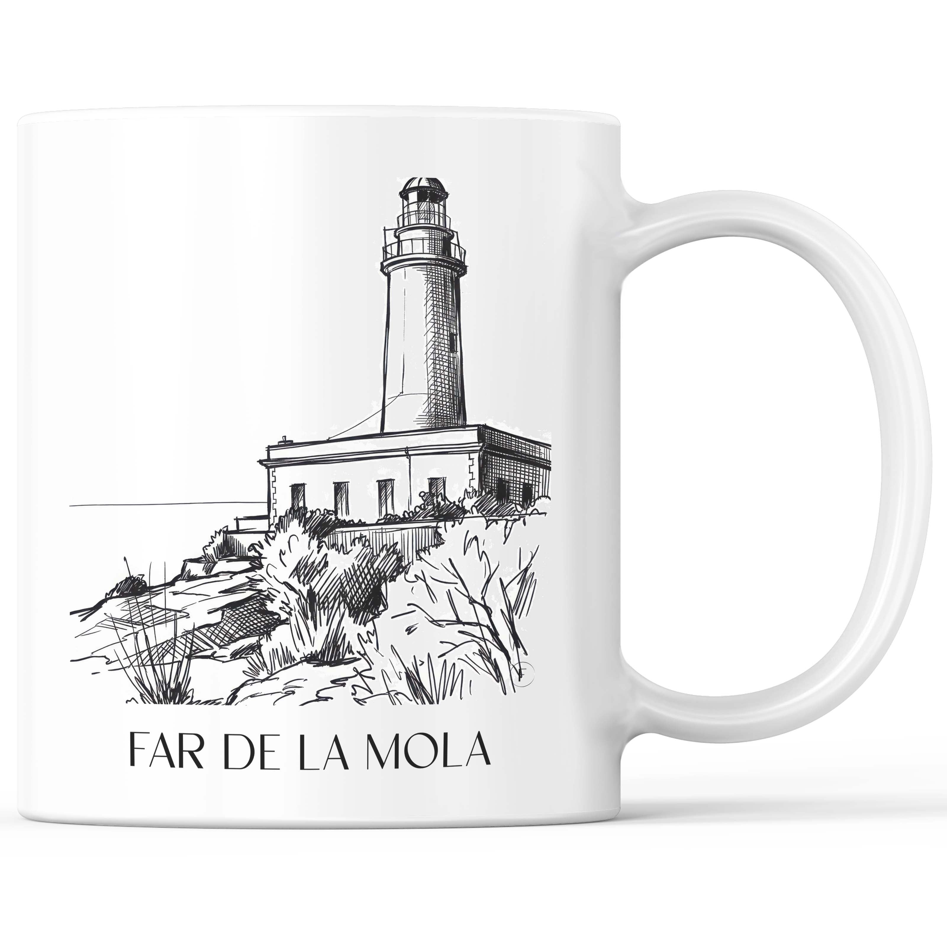 Far de la Mola Kaffeebecher - Formentera - Spanien Becher - Kaffeetasse im Skizze Stil - favplace