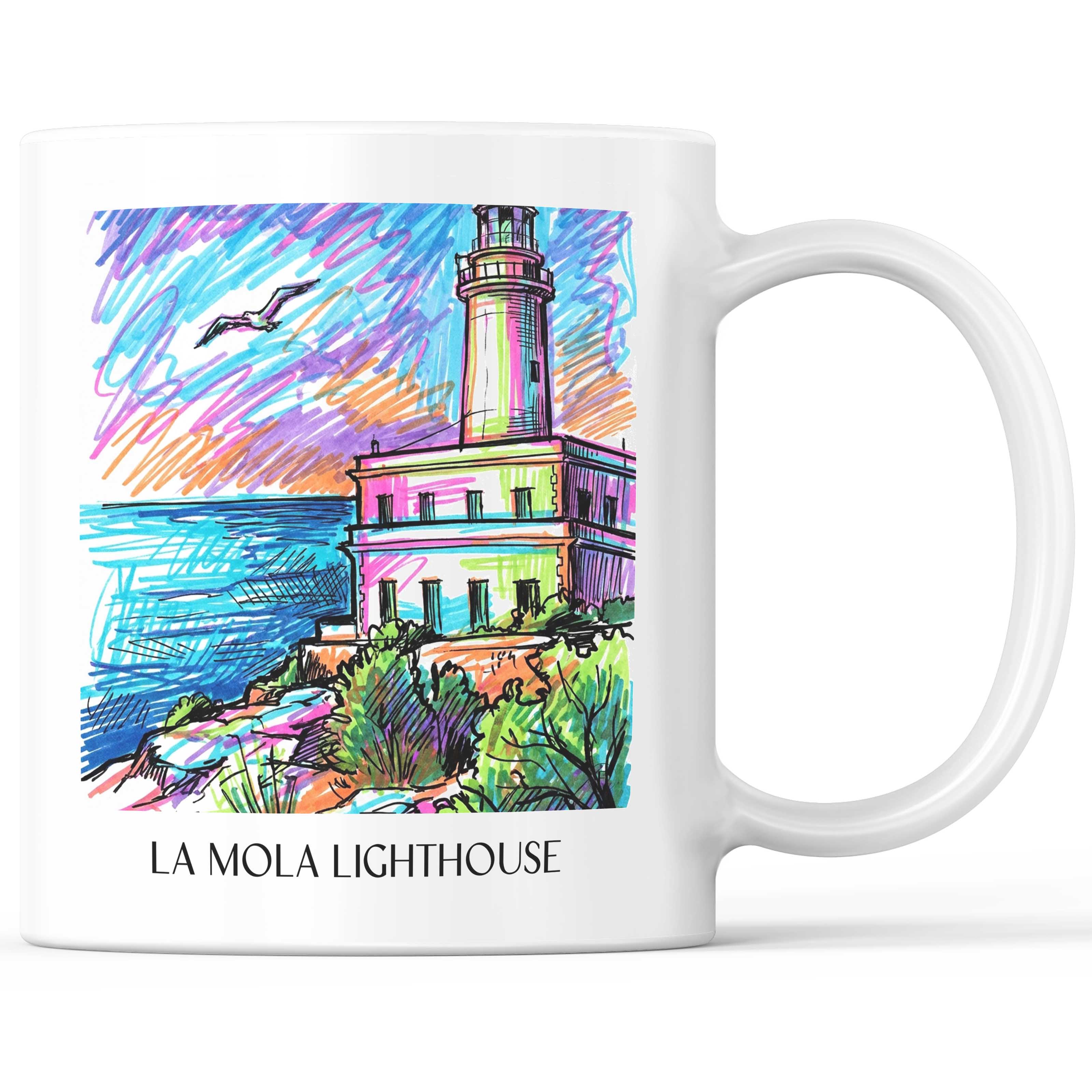 Far de la Mola Kaffeebecher - Formentera - Spanien Becher - Kaffeetasse im Tag Graffiti Stil - favplace