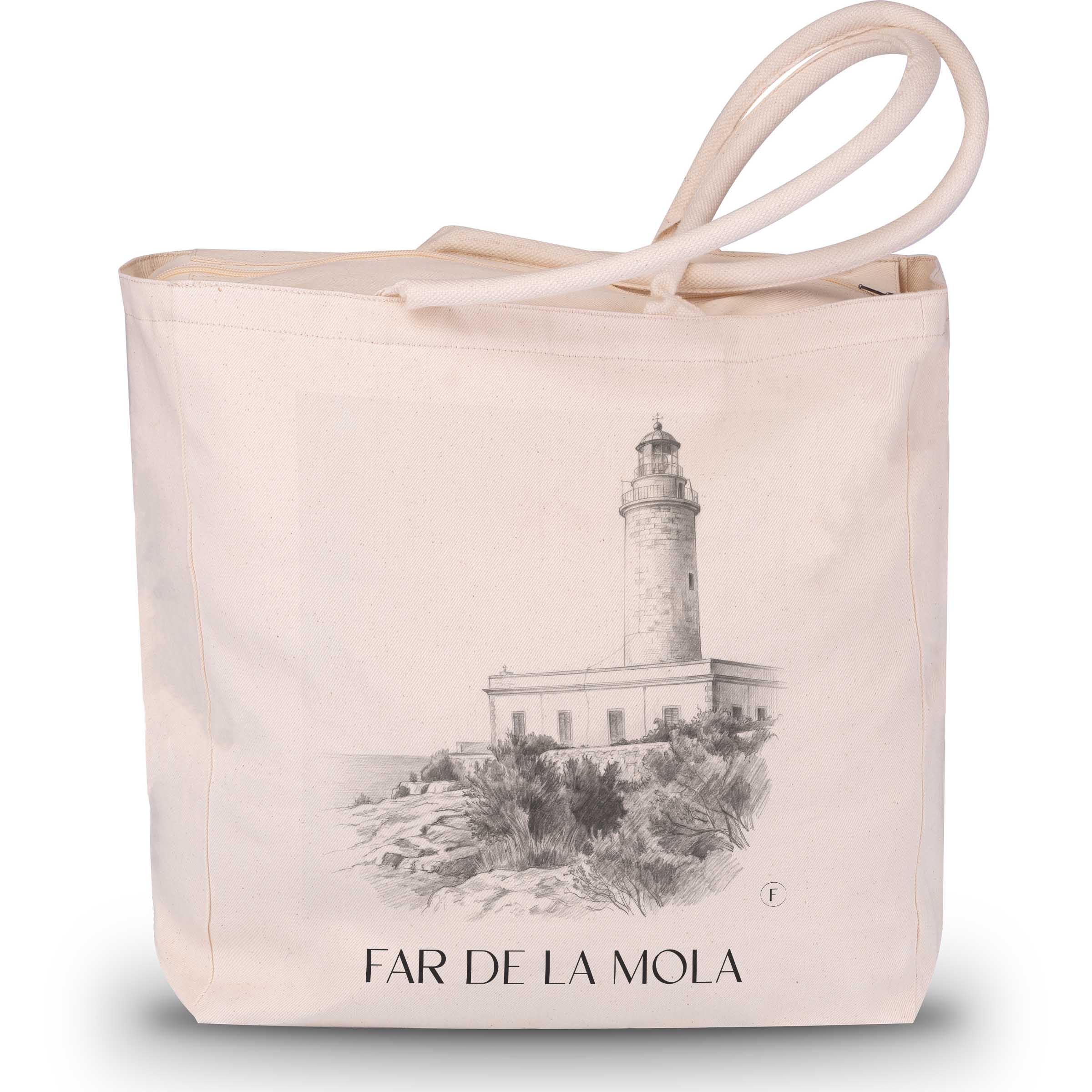 Far de la Mola Shopping Bag - Formentera - Spain Tote Bag - Drawing Style Shopping Bag