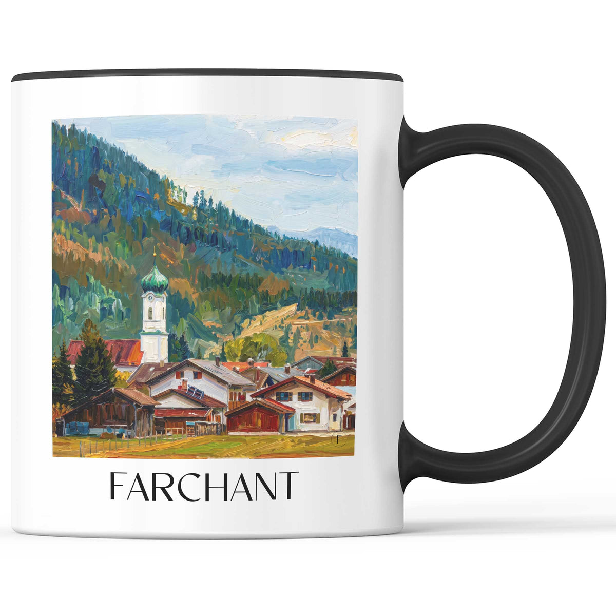 Farchant Kaffeebecher - Werdenfelser - Deutschland Becher - Kaffeetasse im Ölgemälde Stil