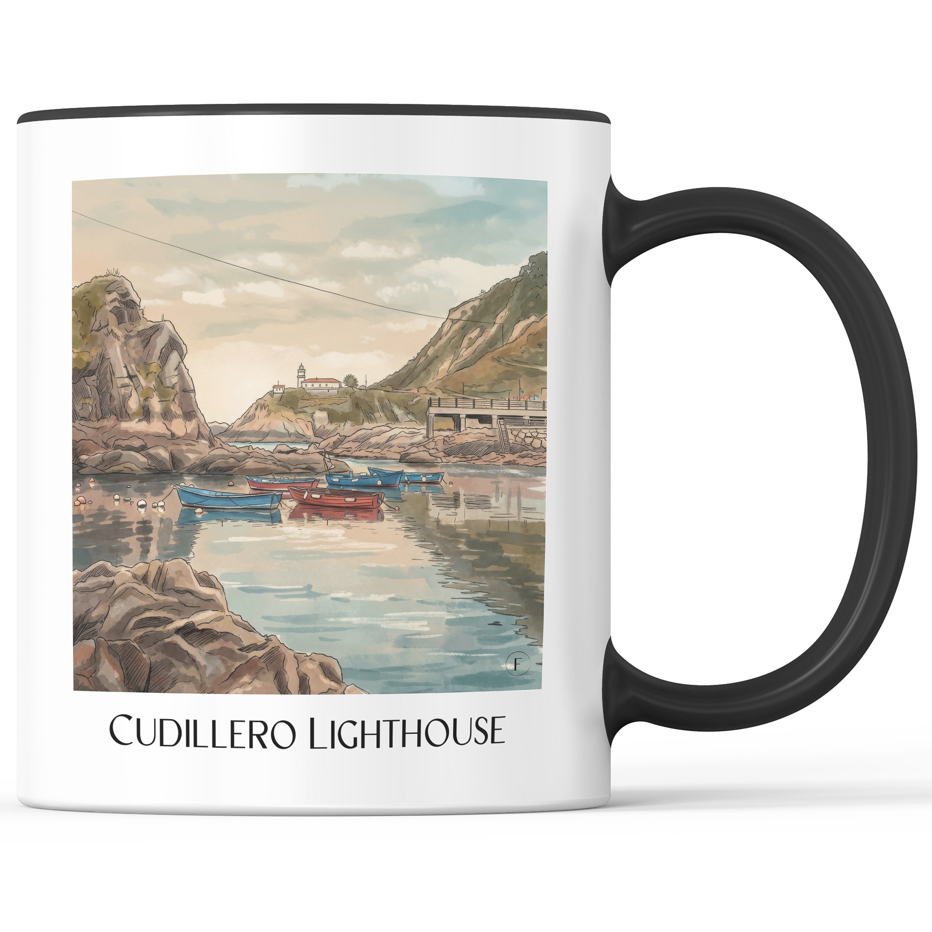 Faro de Cudillero Kaffeebecher - Spanien - Spanien Becher - Kaffeetasse im Aquarell Stil - favplace