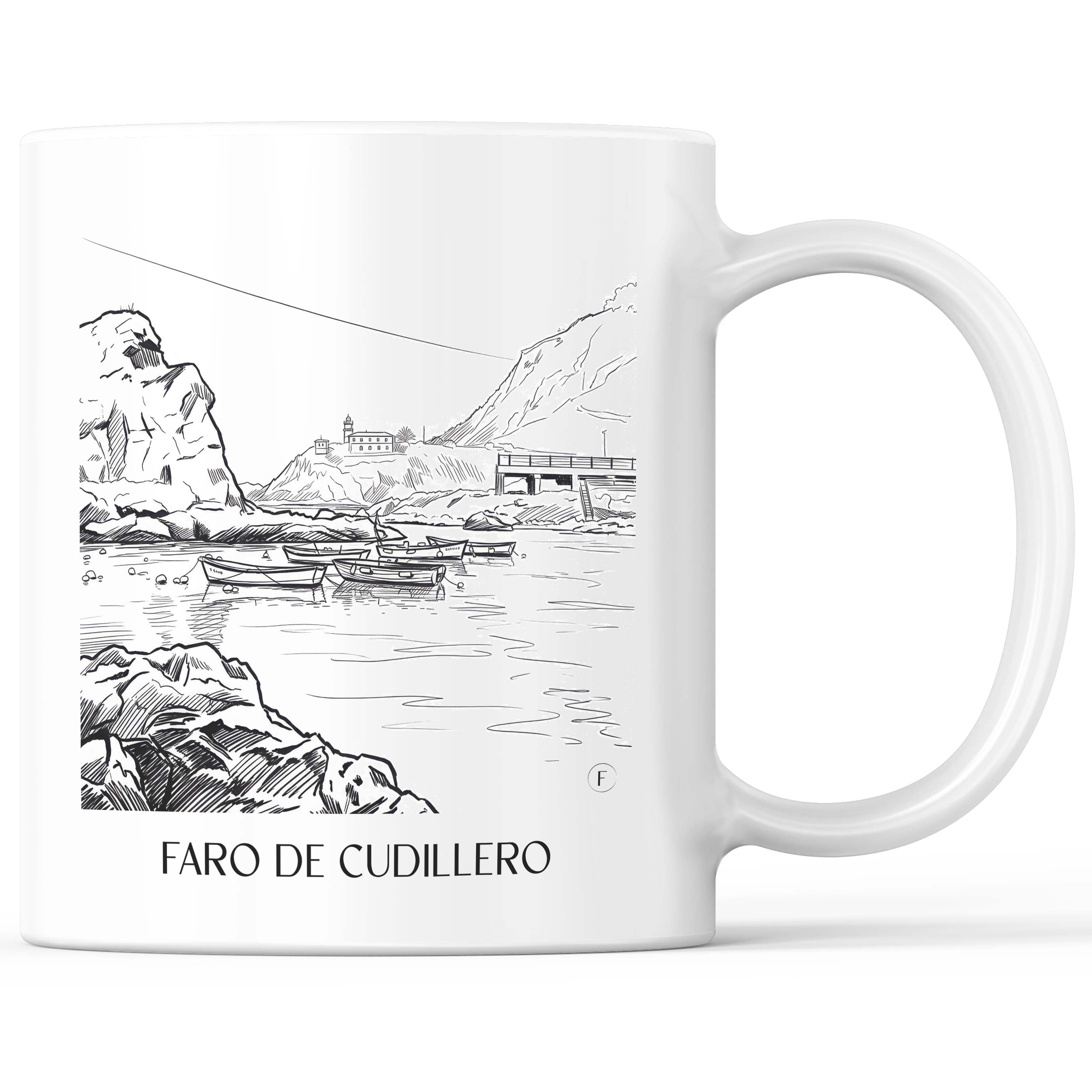 Faro de Cudillero Kaffeebecher - Spanien - Spanien Becher - Kaffeetasse im Skizze Stil - favplace