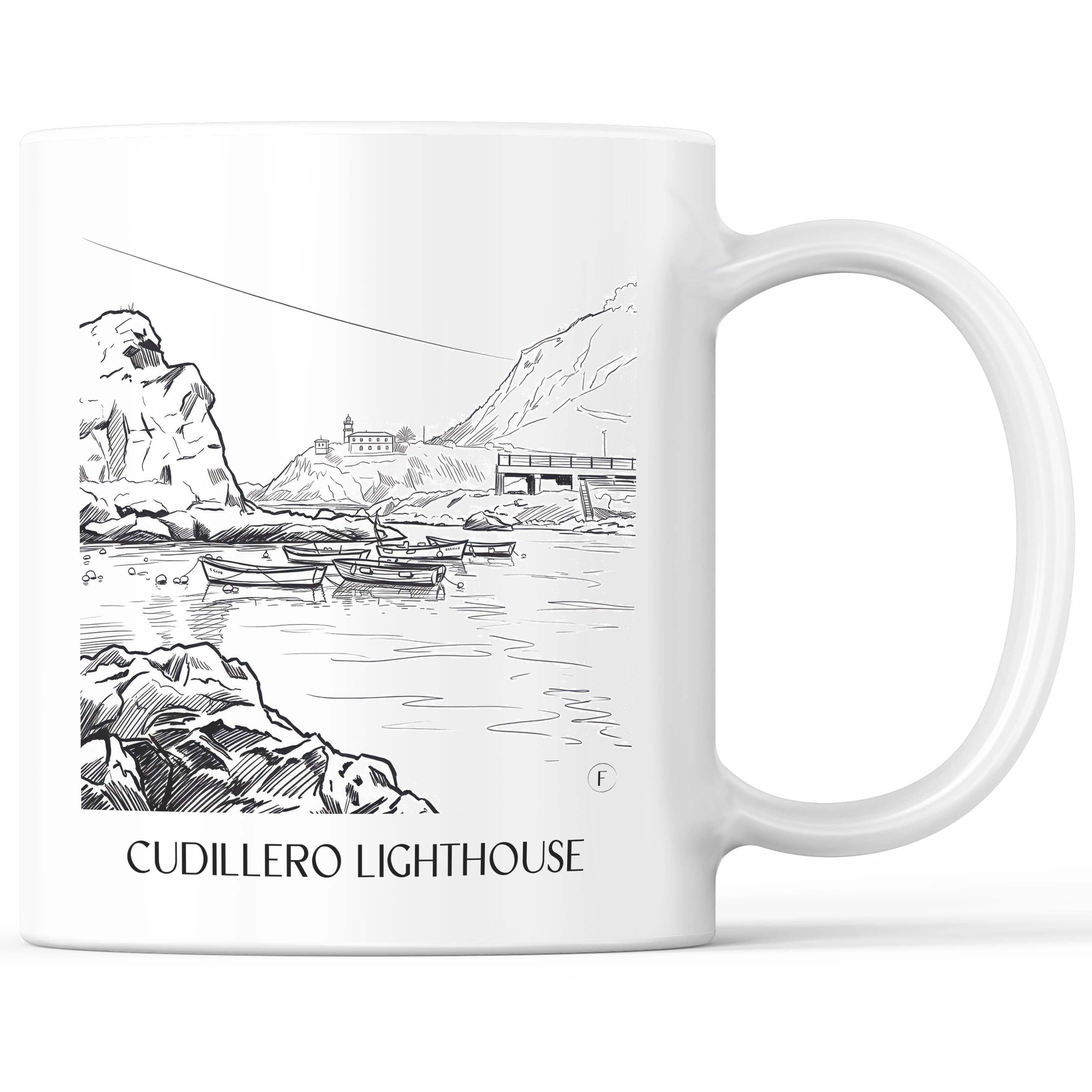 Faro de Cudillero Kaffeebecher - Spanien - Spanien Becher - Kaffeetasse im Skizze Stil - favplace