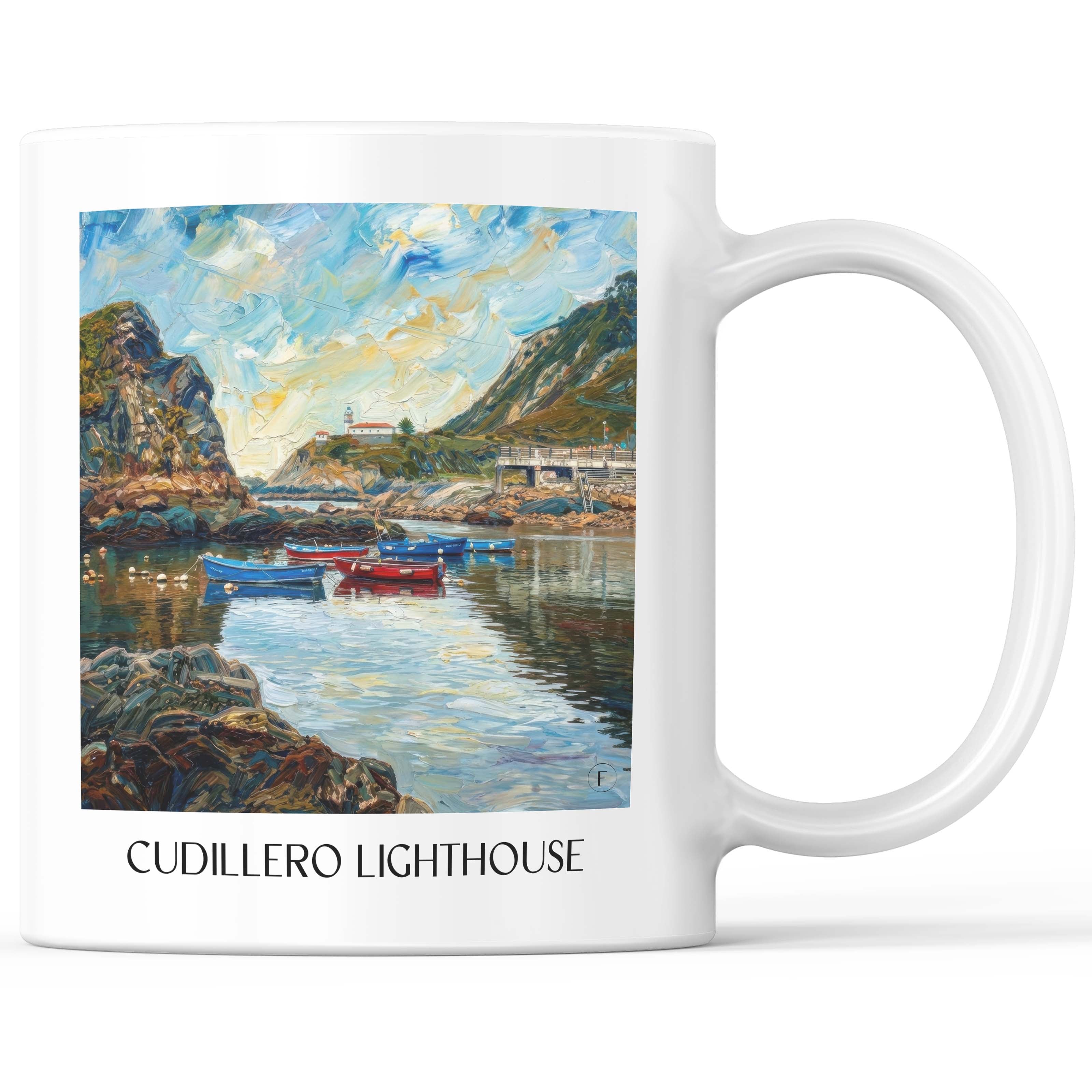Faro de Cudillero Kaffeebecher - Spanien - Spanien Becher - Kaffeetasse im Ölgemälde Stil - favplace