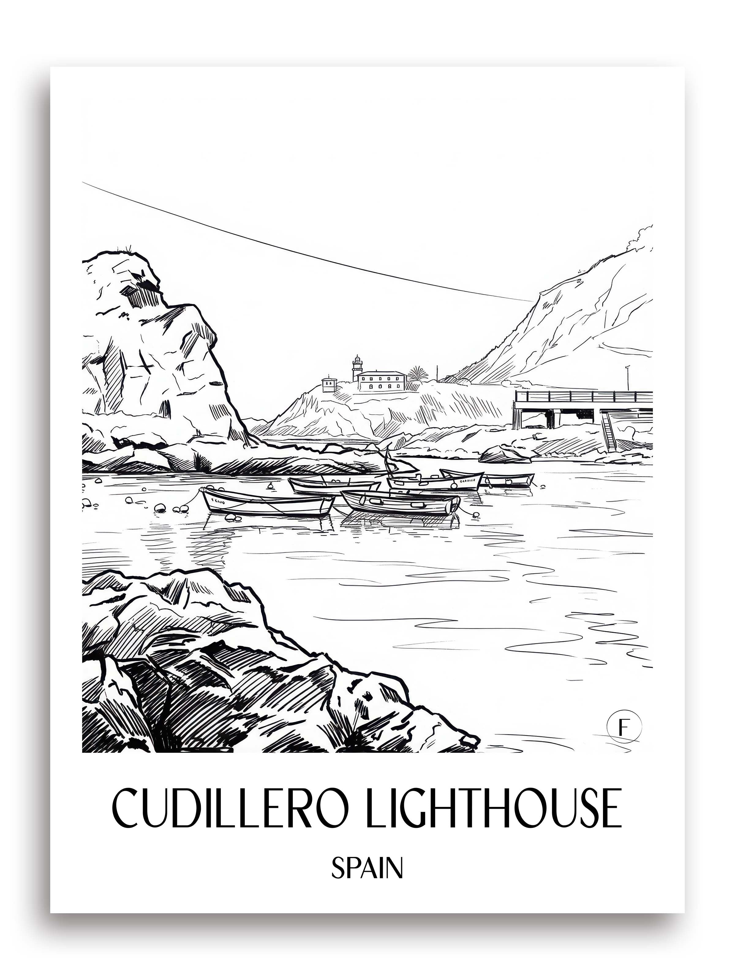 Faro de Cudillero Poster - Spanien - Spanien Kunstdruck - Skizze von A4 bis A1 - favplace