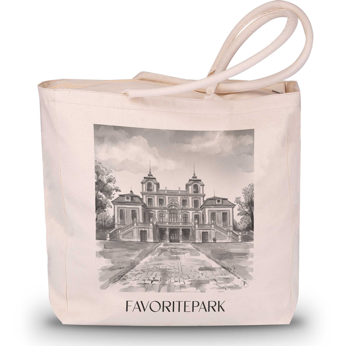 Favoritepark Shopping Tasche - Ludwigsburg - Deutschland Tote Bag - Einkaufstasche im Aquarell Schwarz-Weiß Stil - favplace