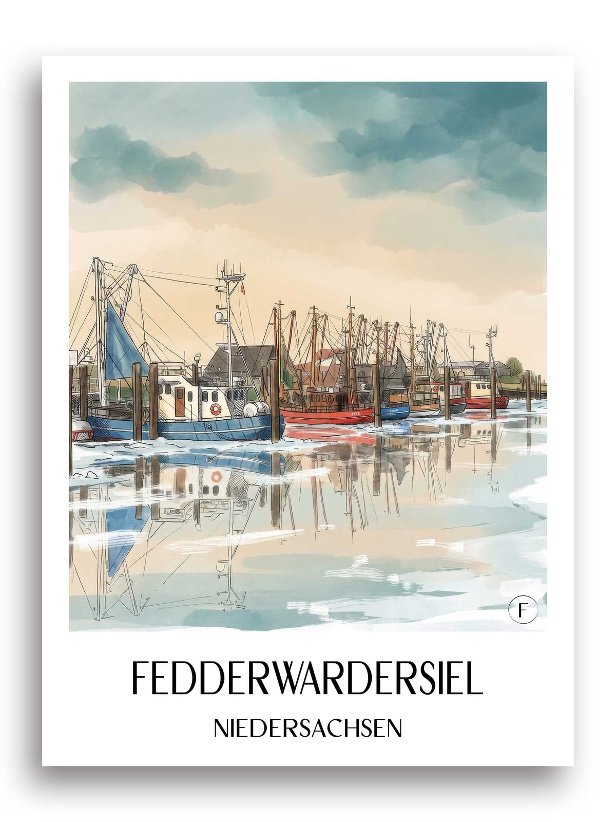 fedderwardersiel-niedersachsen-deutschland-poster-aquarell