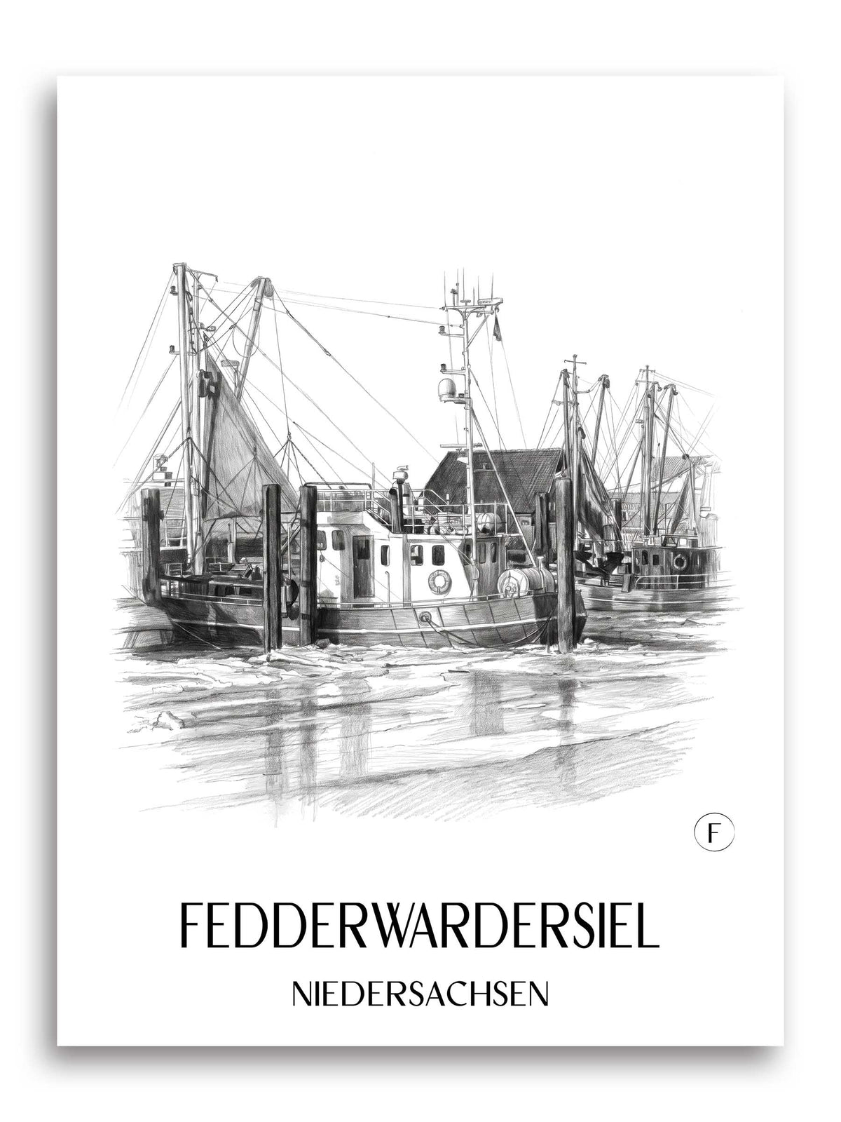 fedderwardersiel-niedersachsen-deutschland-poster-bleistift-zeichnung-drawing