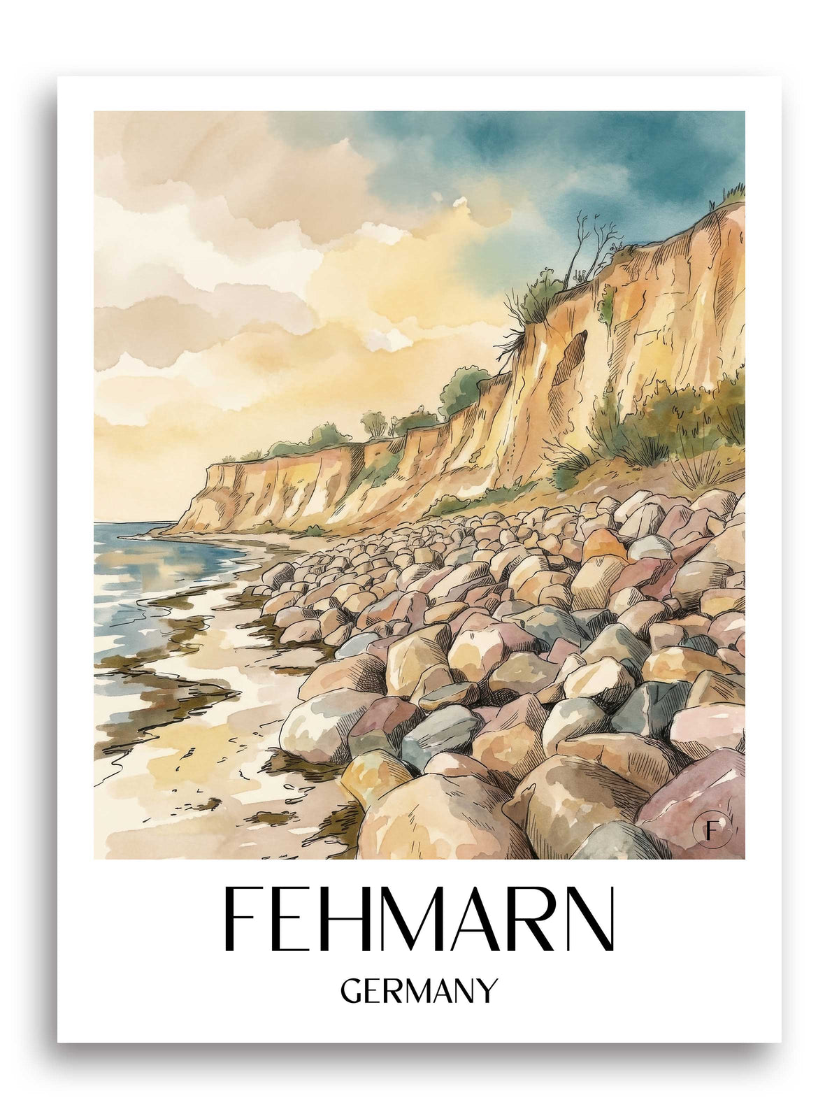 Fehmarn Poster - Ostholstein - Deutschland Kunstdruck - Aquarell von A4 bis A1 - favplace