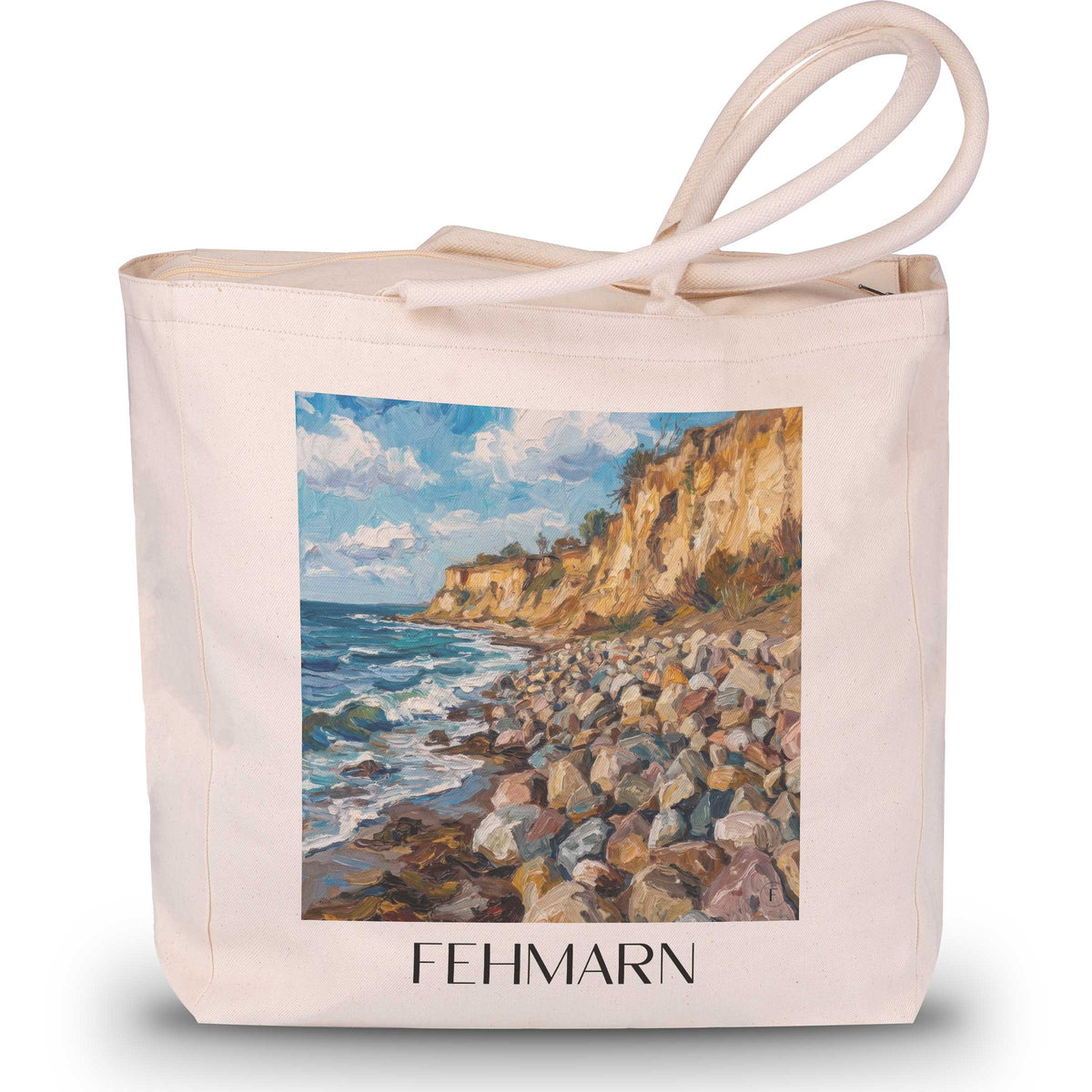 Fehmarn Shopping Tasche - Ostholstein - Deutschland Tote Bag - Einkaufstasche im Ölgemälde Stil - favplace