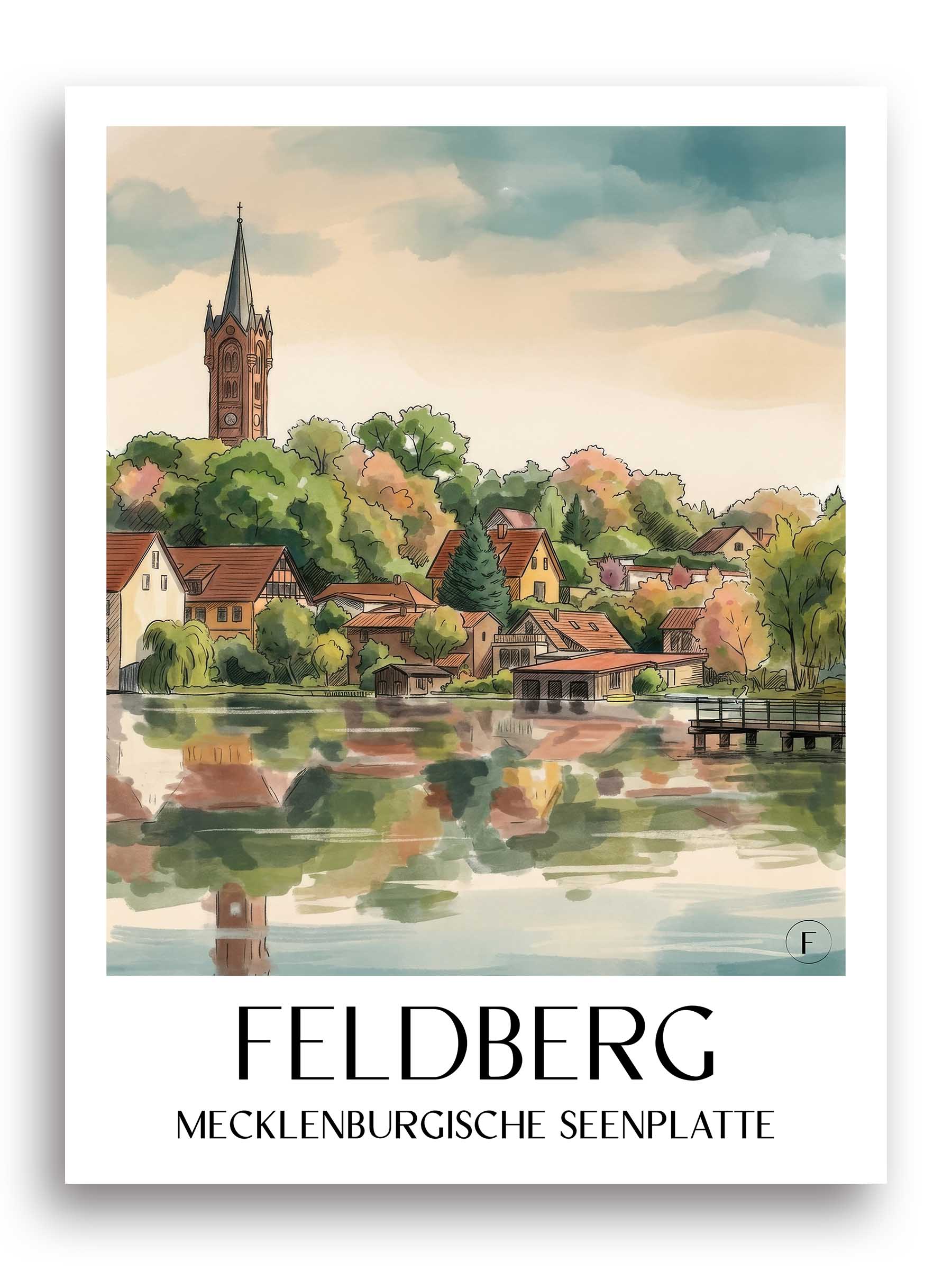 feldberg-mecklenburgische-seenplatte-deutschland-poster-aquarell