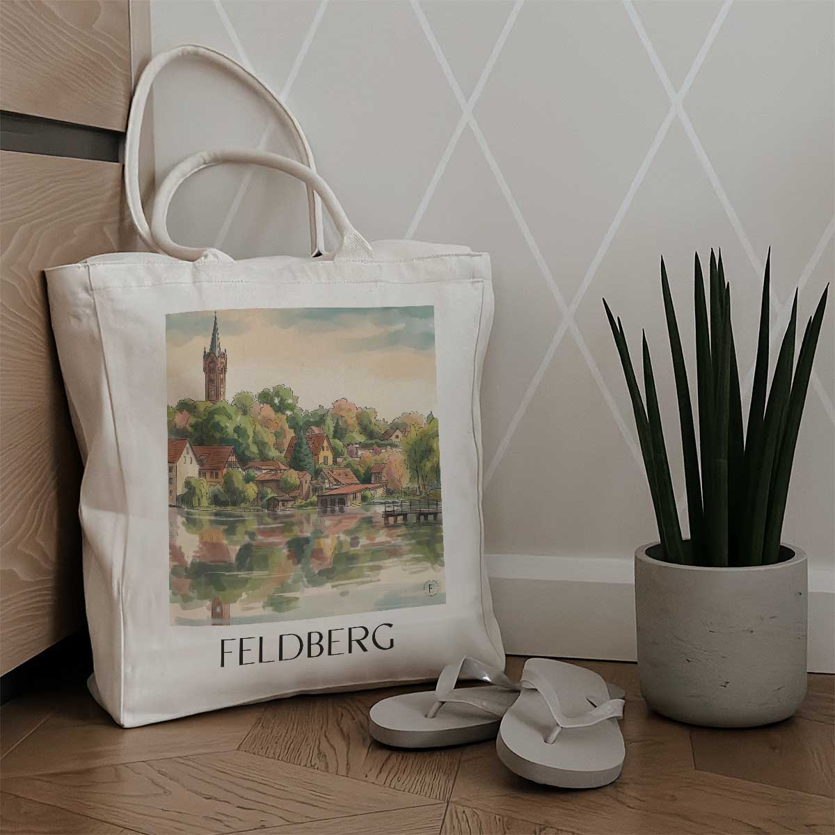 feldberg-mecklenburgische-seenplatte-deutschland-einkaufstasche-aquarell