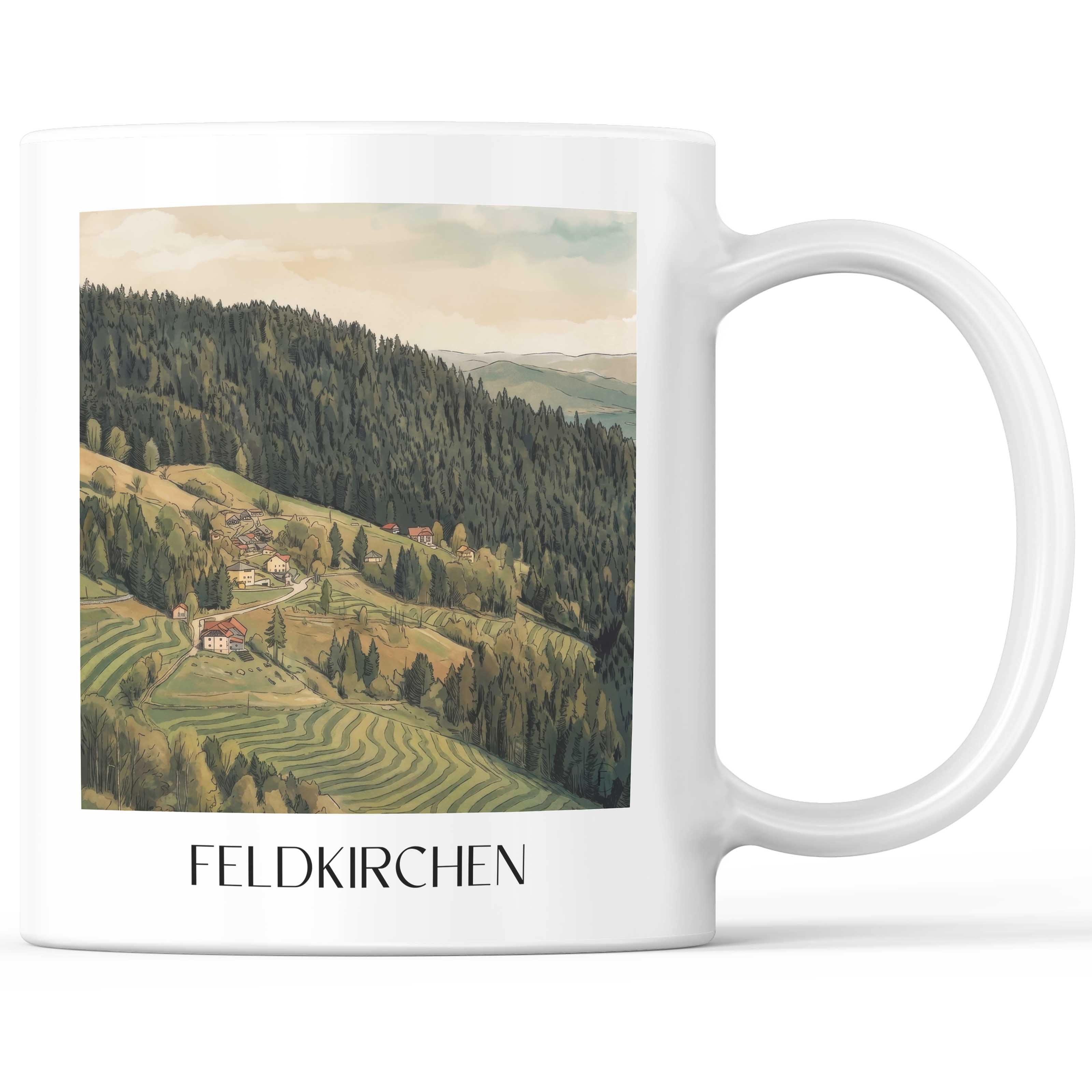 Feldkirchen Kaffeebecher - Kärnten - Österreich Becher - Kaffeetasse im Aquarell Stil - favplace