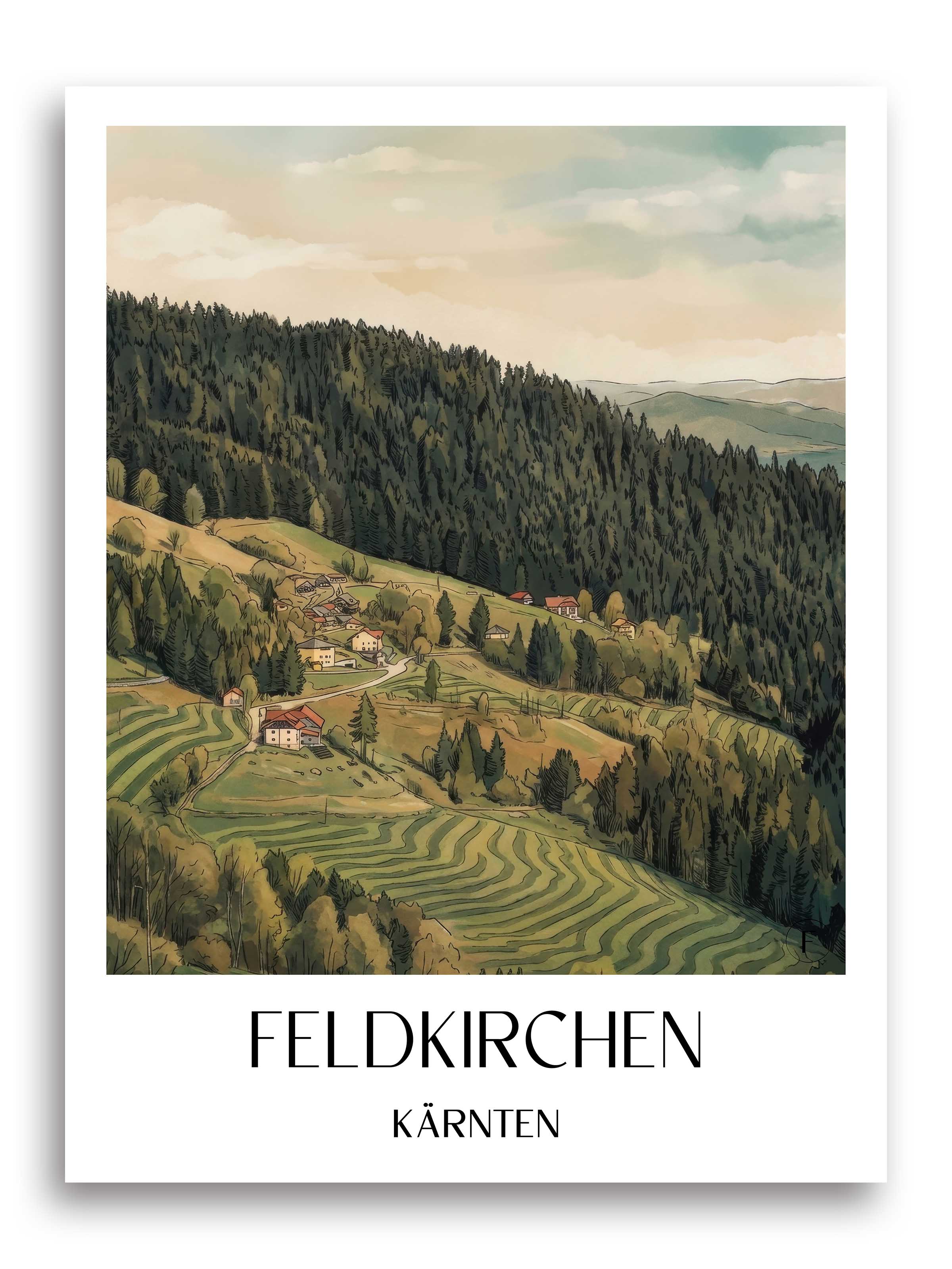 feldkirchen-kärnten-österreich-poster-aquarell