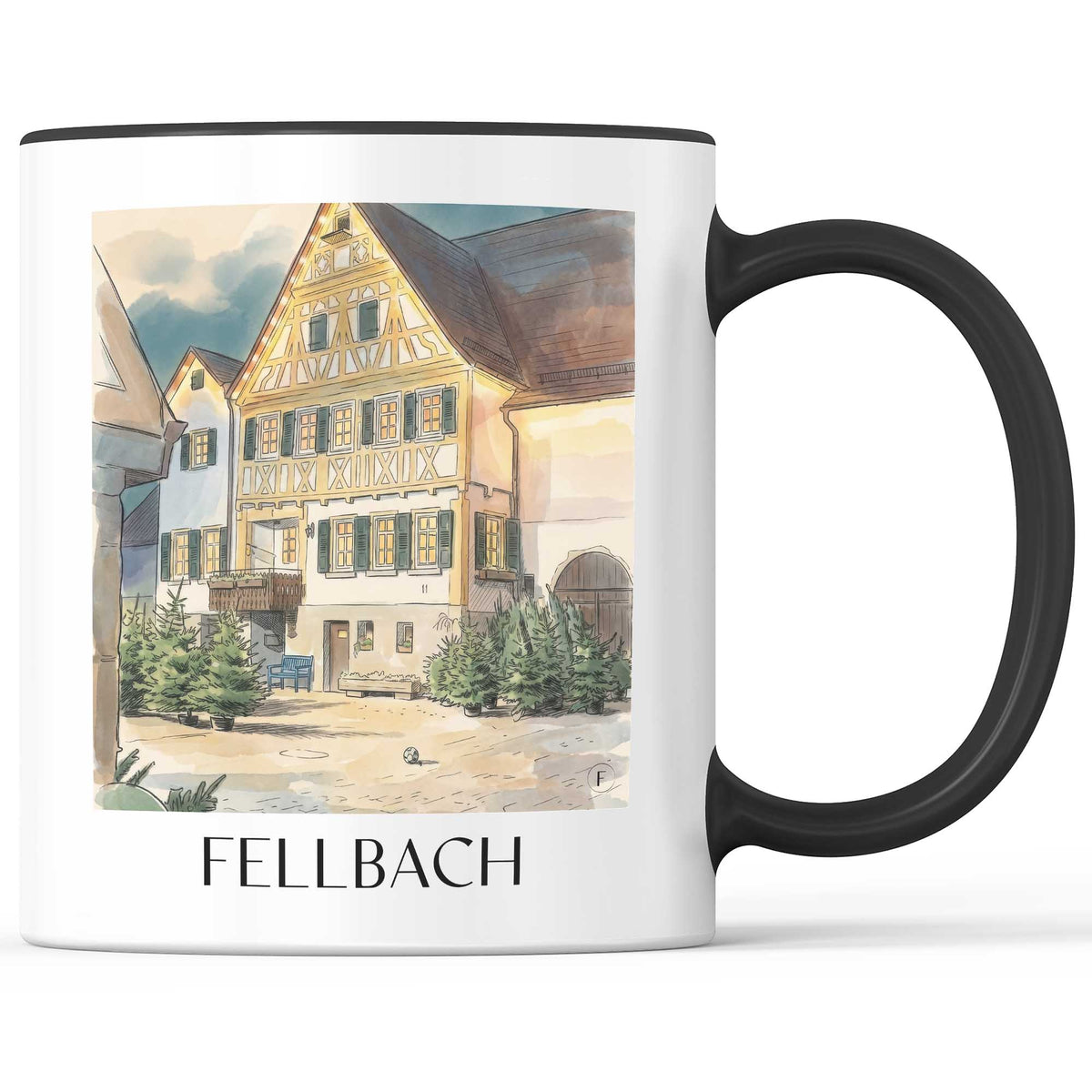 fellbach-württemberg-deutschland-kaffeebecher-aquarell