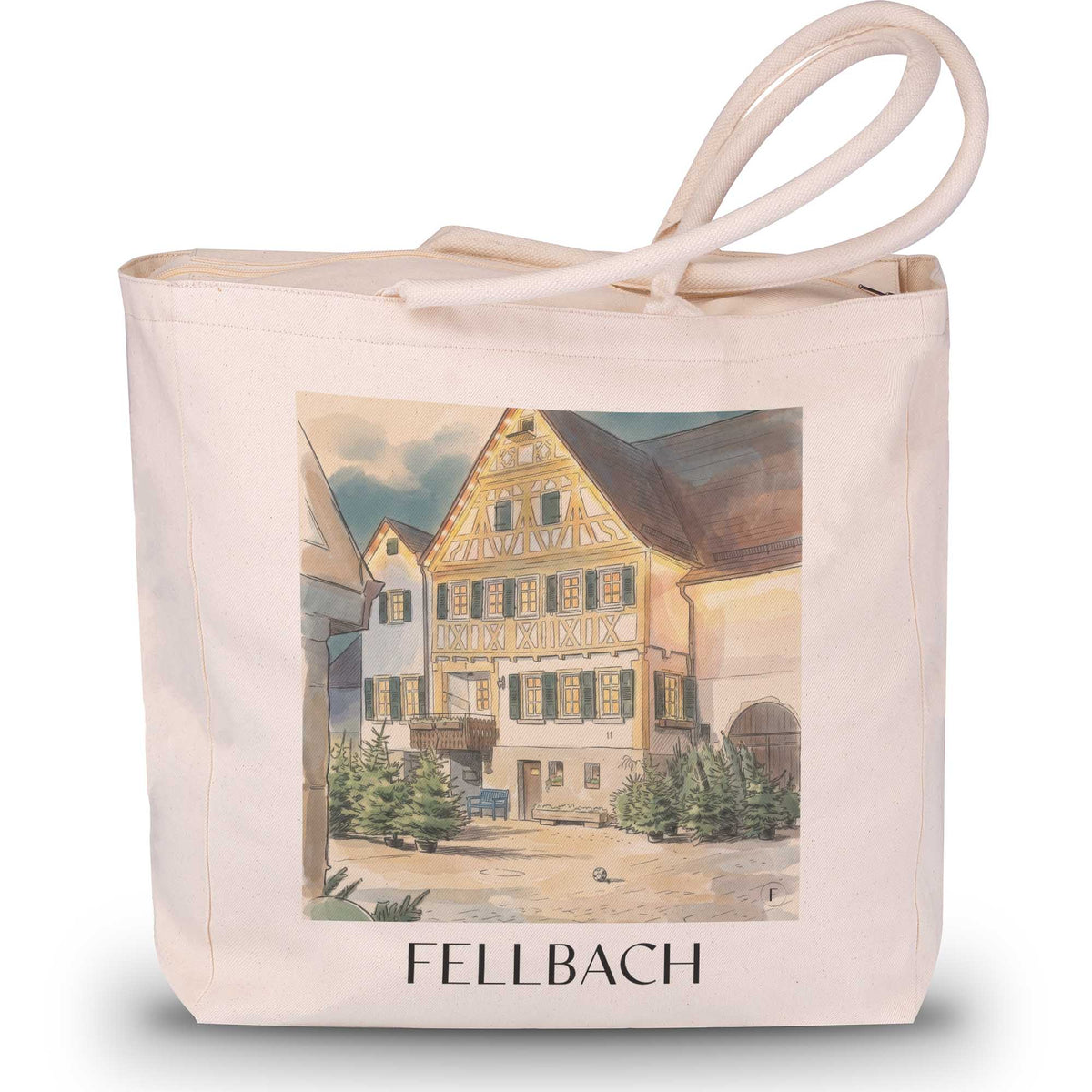 fellbach-württemberg-deutschland-einkaufstasche-aquarell