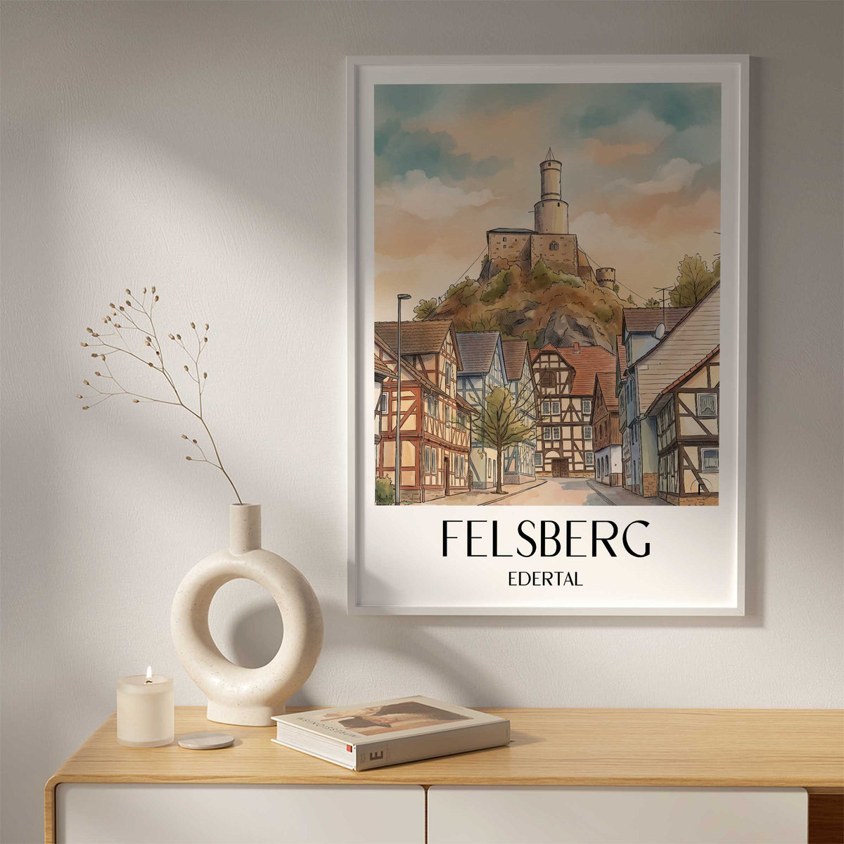 felsberg-edertal-deutschland-poster-aquarell