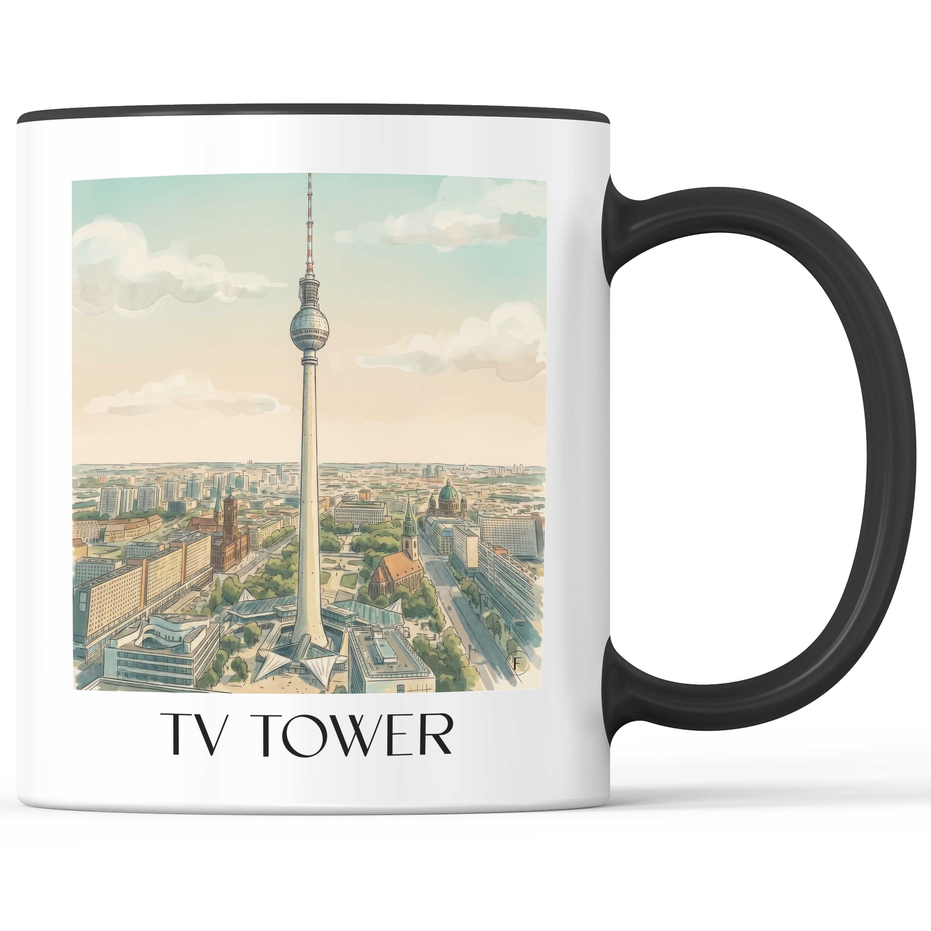 Fernsehturm Kaffeebecher - Berlin - Deutschland Becher - Kaffeetasse im Aquarell Stil - favplace