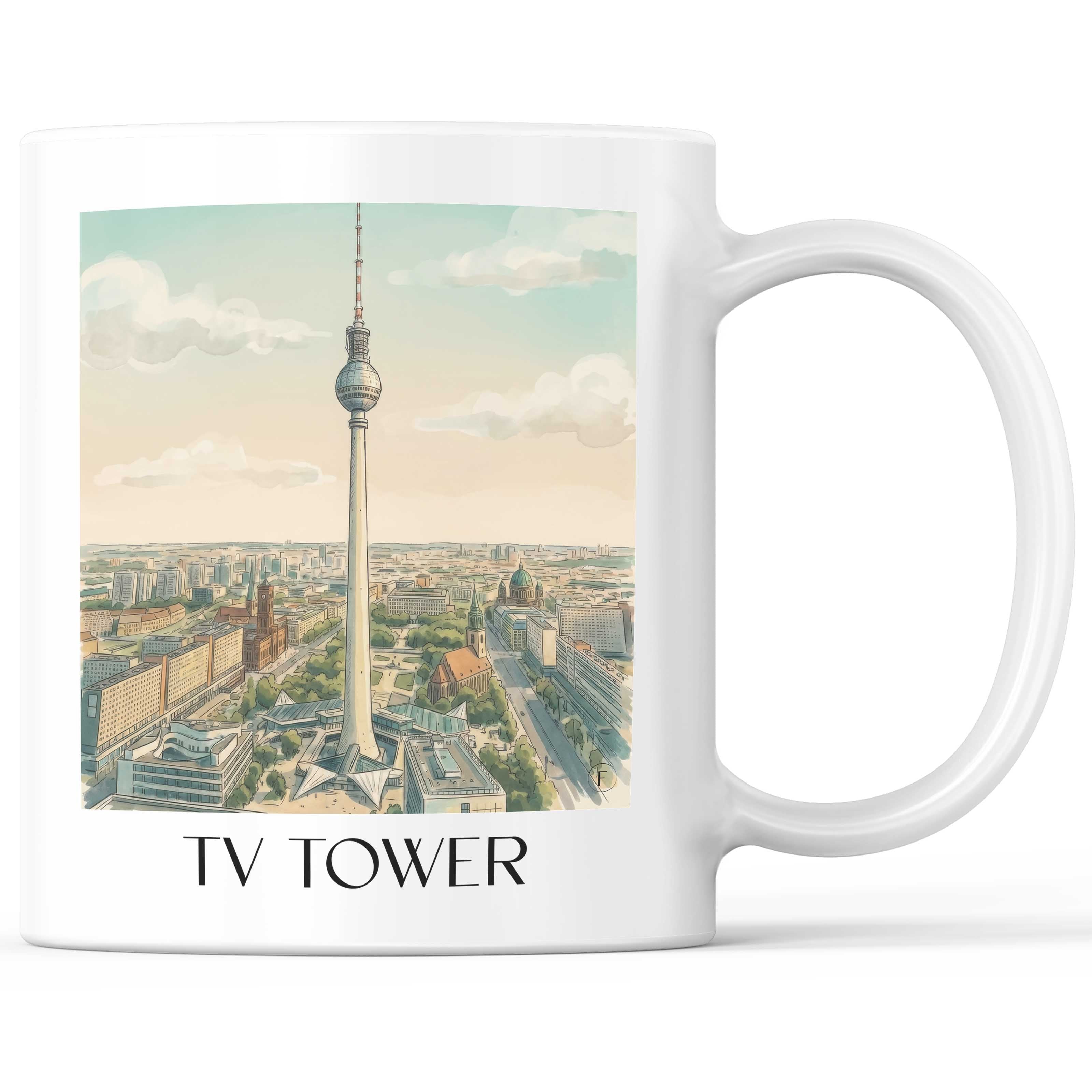 Fernsehturm Kaffeebecher - Berlin - Deutschland Becher - Kaffeetasse im Aquarell Stil - favplace