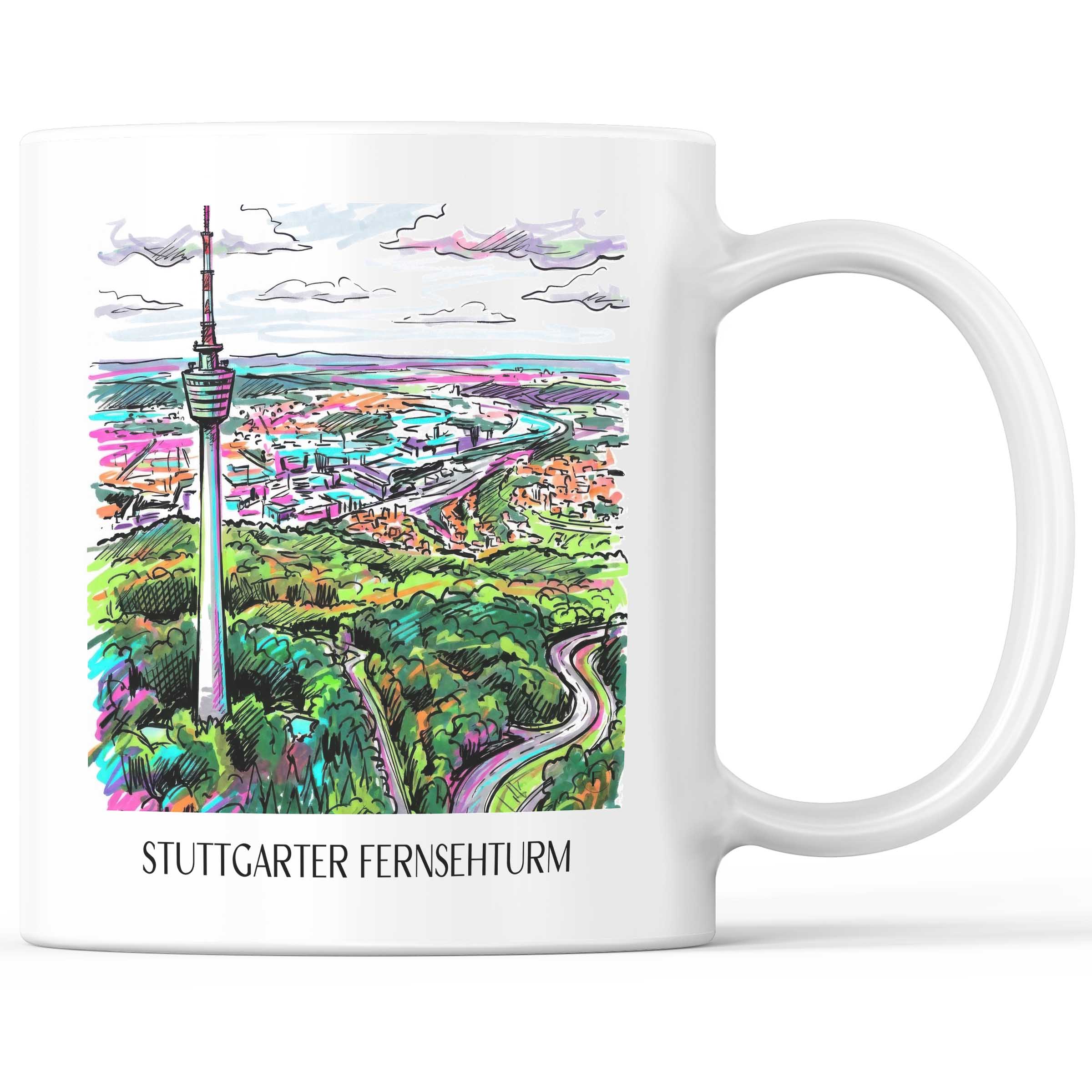 Fernsehturm Kaffeebecher - Stuttgart - Deutschland Becher - Kaffeetasse im Tag Graffiti Stil