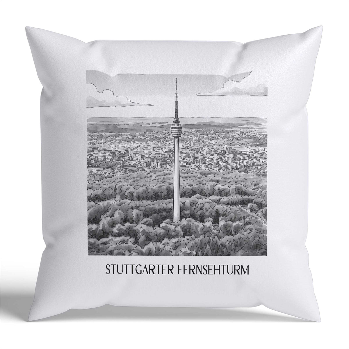 fernsehturm-stuttgart-deutschland-kissenbezug-aquarell-schwarz-weiss