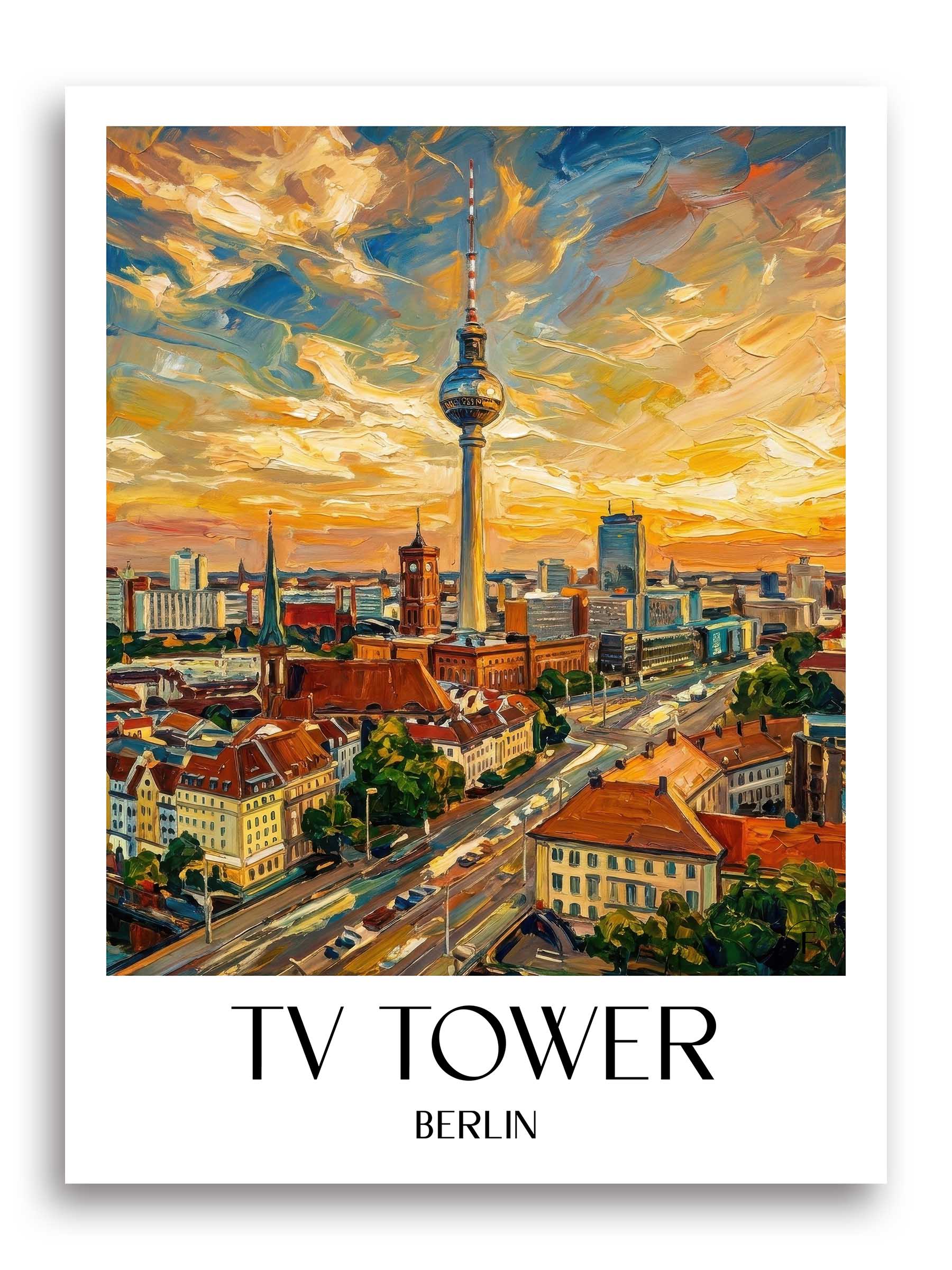 Fernsehturm Poster - Berlin - Deutschland Kunstdruck - Ölgemälde von A4 bis A1 - favplace