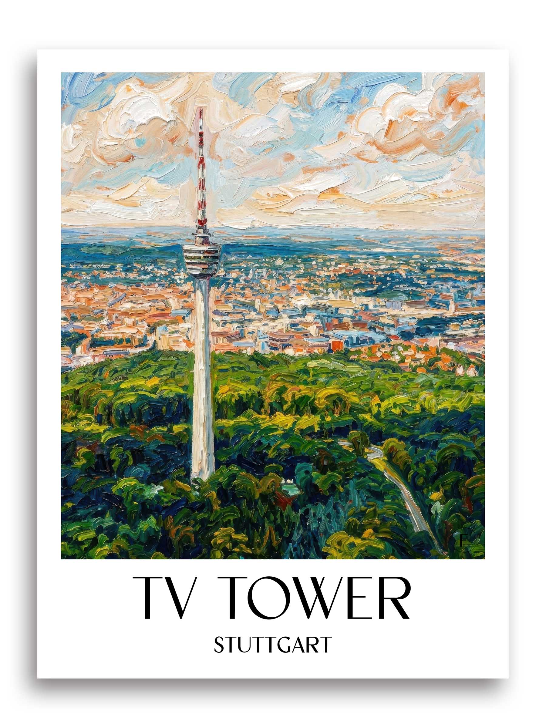 Fernsehturm Poster - Stuttgart - Deutschland Kunstdruck - Ölgemälde von A4 bis A1 - favplace