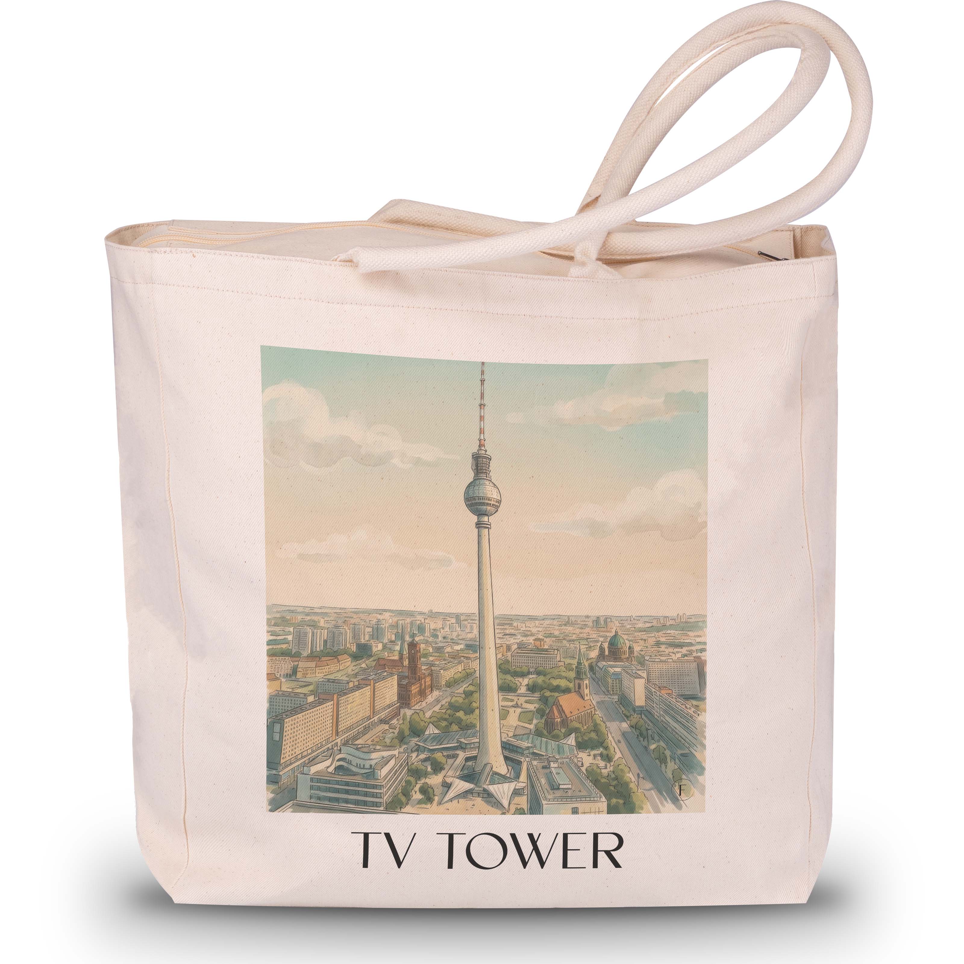 Fernsehturm Shopping Tasche - Berlin - Deutschland Tote Bag - Einkaufstasche im Aquarell Stil - favplace