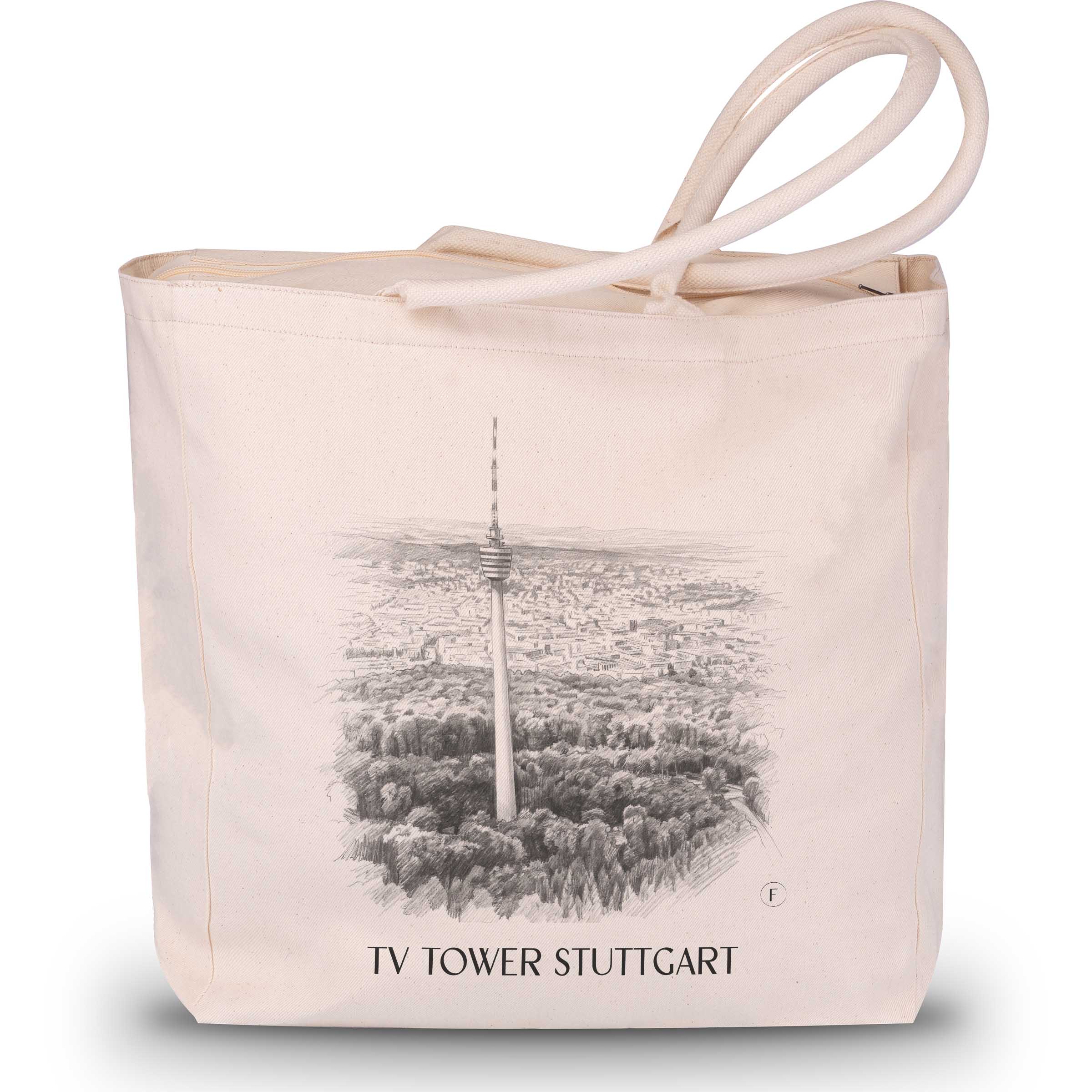 TV Tower Shopping Bag - Stuttgart - Germany Tote Bag - Drawing Style Shopping Bag