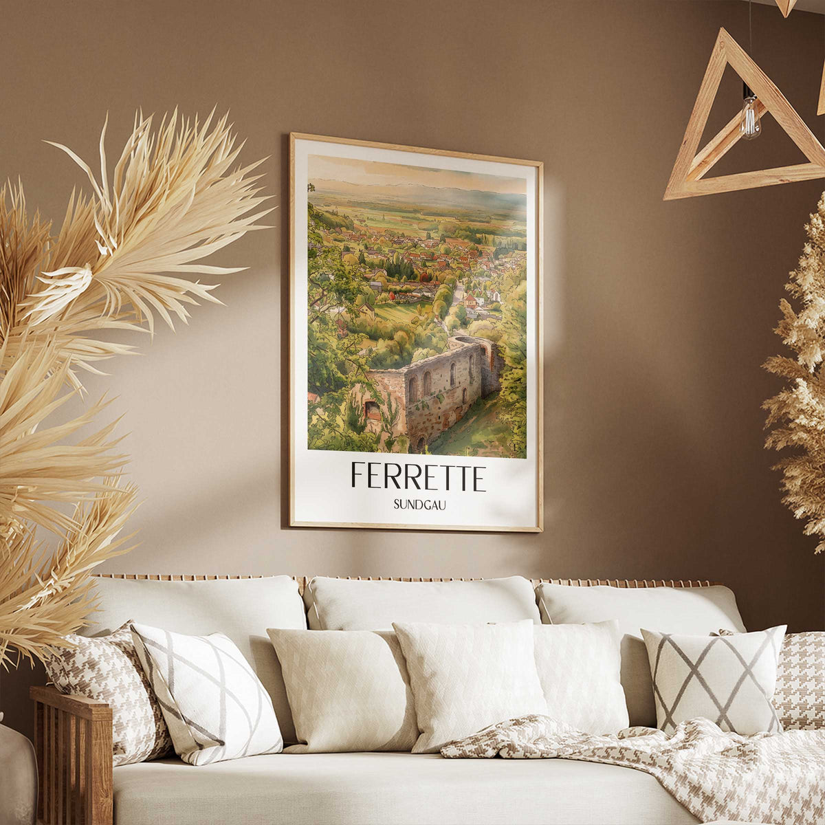 ferrette-sundgau-frankreich-poster-aquarell