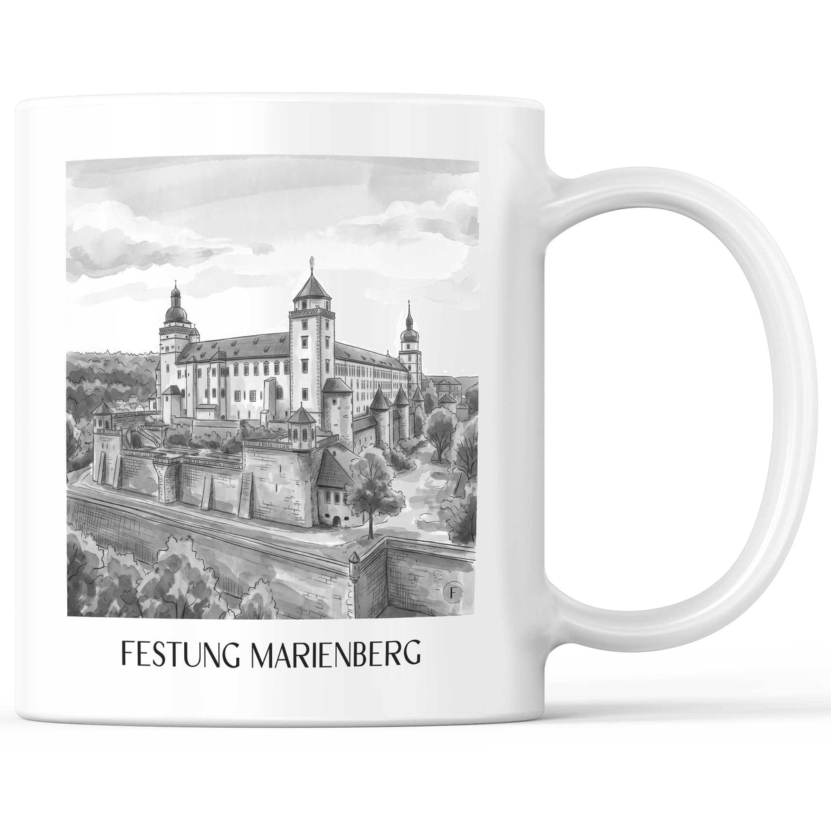 festung-marienberg-würzburg-deutschland-kaffeebecher-aquarell-schwarz-weiss