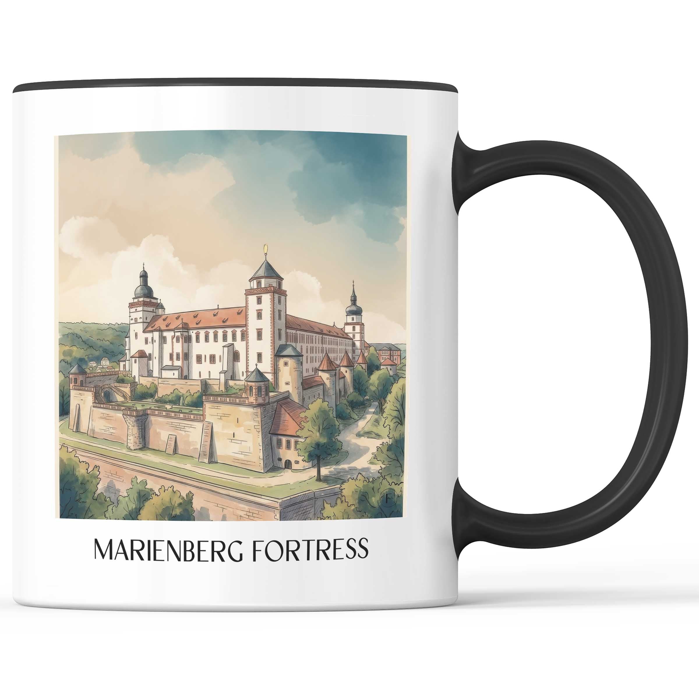 Festung Marienberg Kaffeebecher - Würzburg - Deutschland Becher - Kaffeetasse im Aquarell Stil - favplace