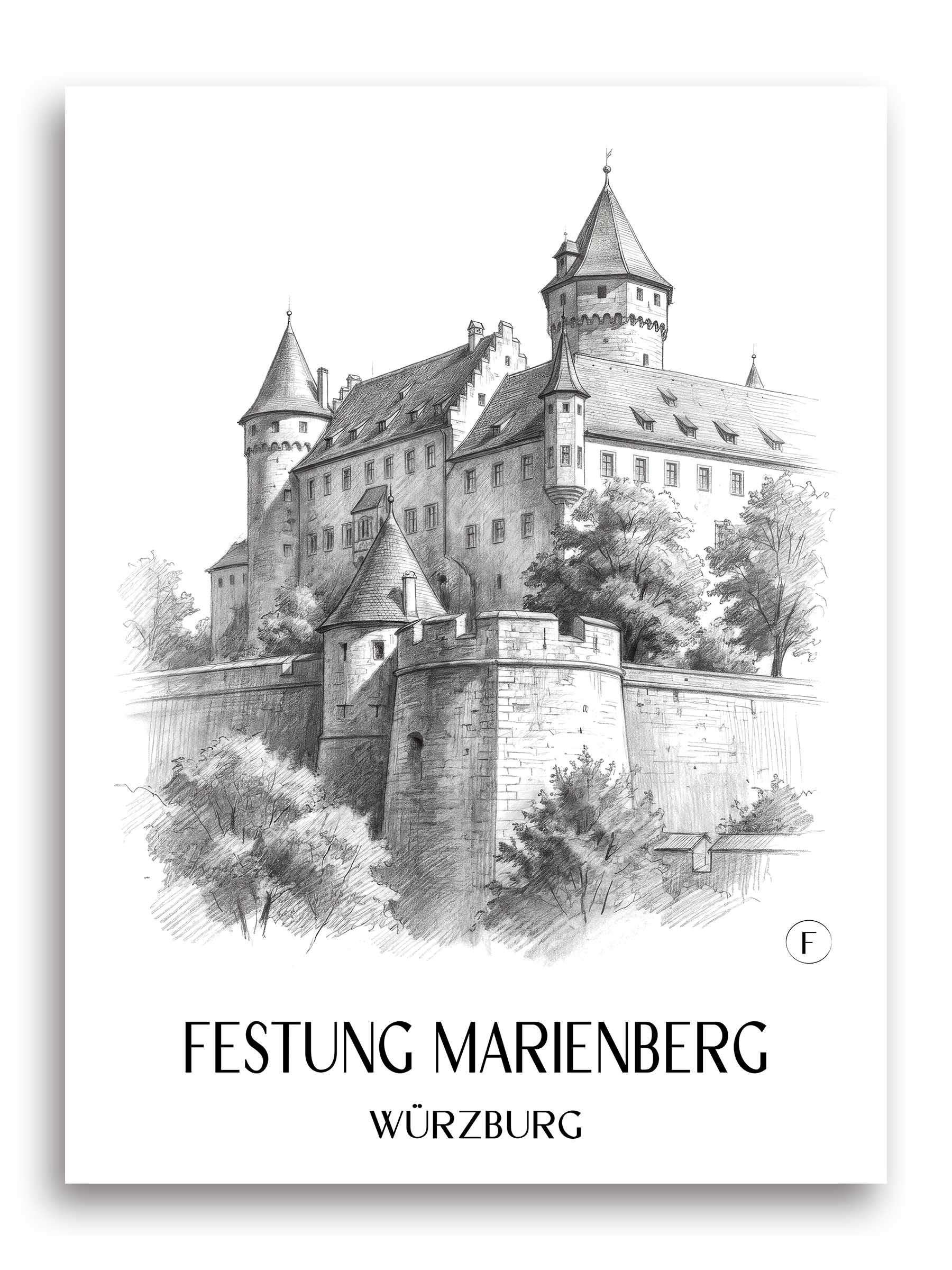 festung-marienberg-würzburg-deutschland-poster-bleistift-zeichnung-drawing
